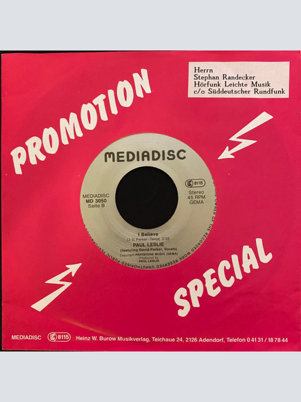 Vinyl / Paul Leslie - Love Is A Flame / I Believe