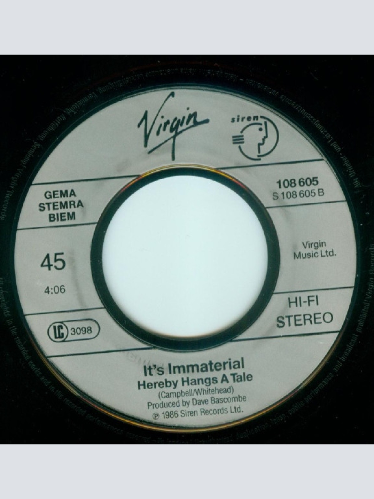 Vinyl / It's Immaterial - Space