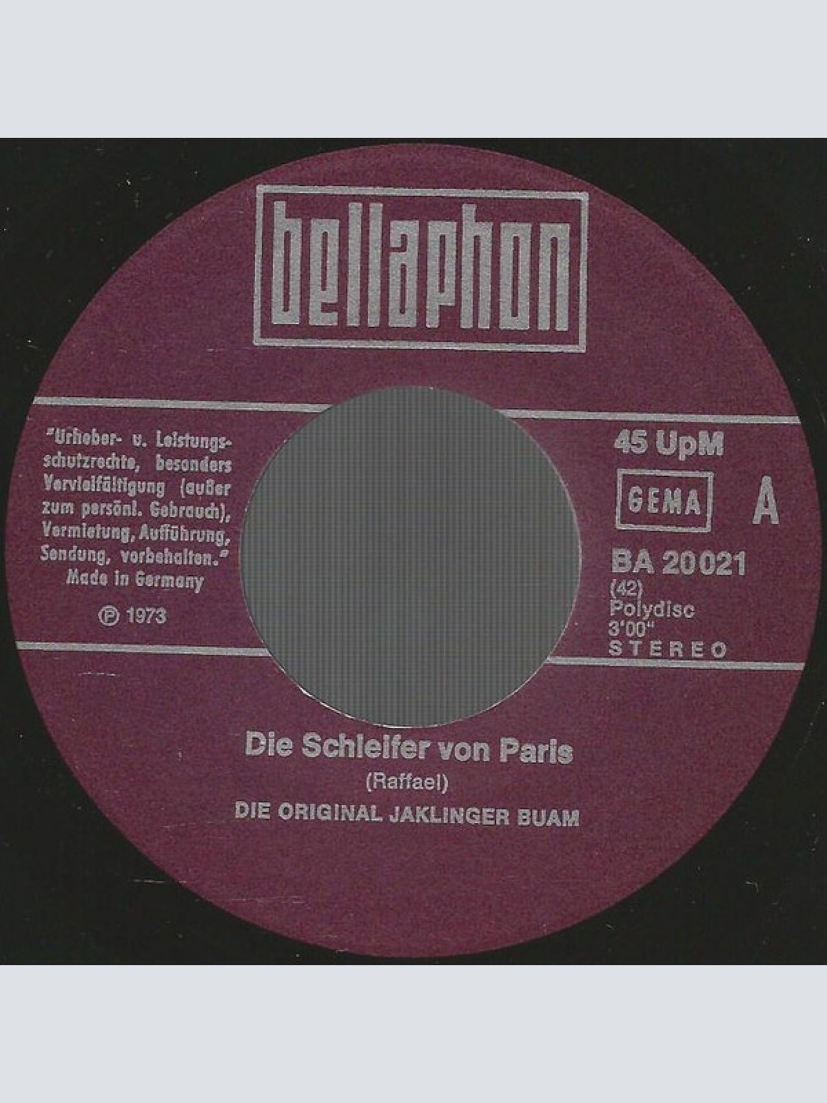 Vinyl / Die Original Jaklinger-Buam - Die Schleifer Von Paris
