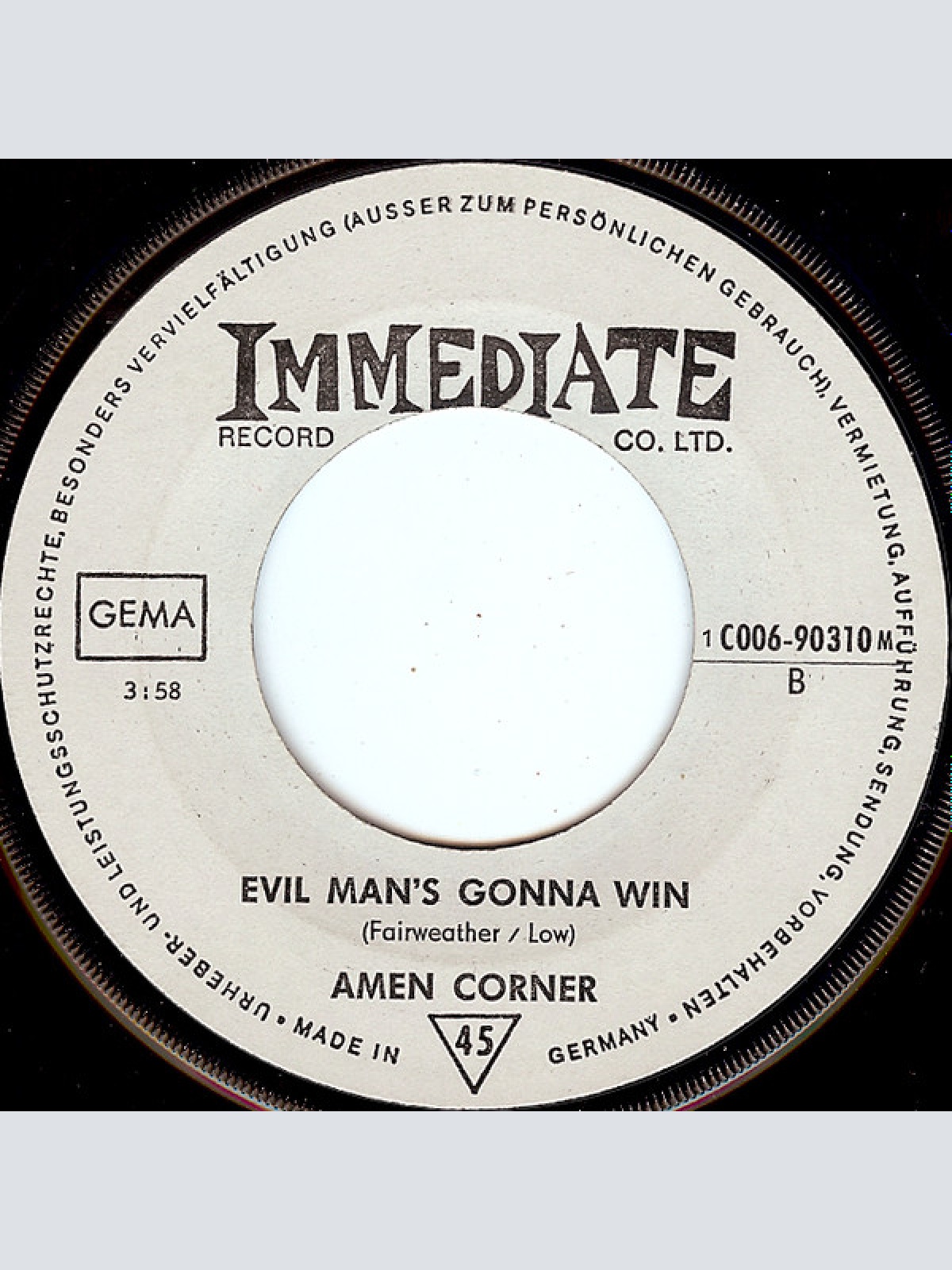 Vinyl / Amen Corner - Hello Susie / Evil Man's Gonna Win