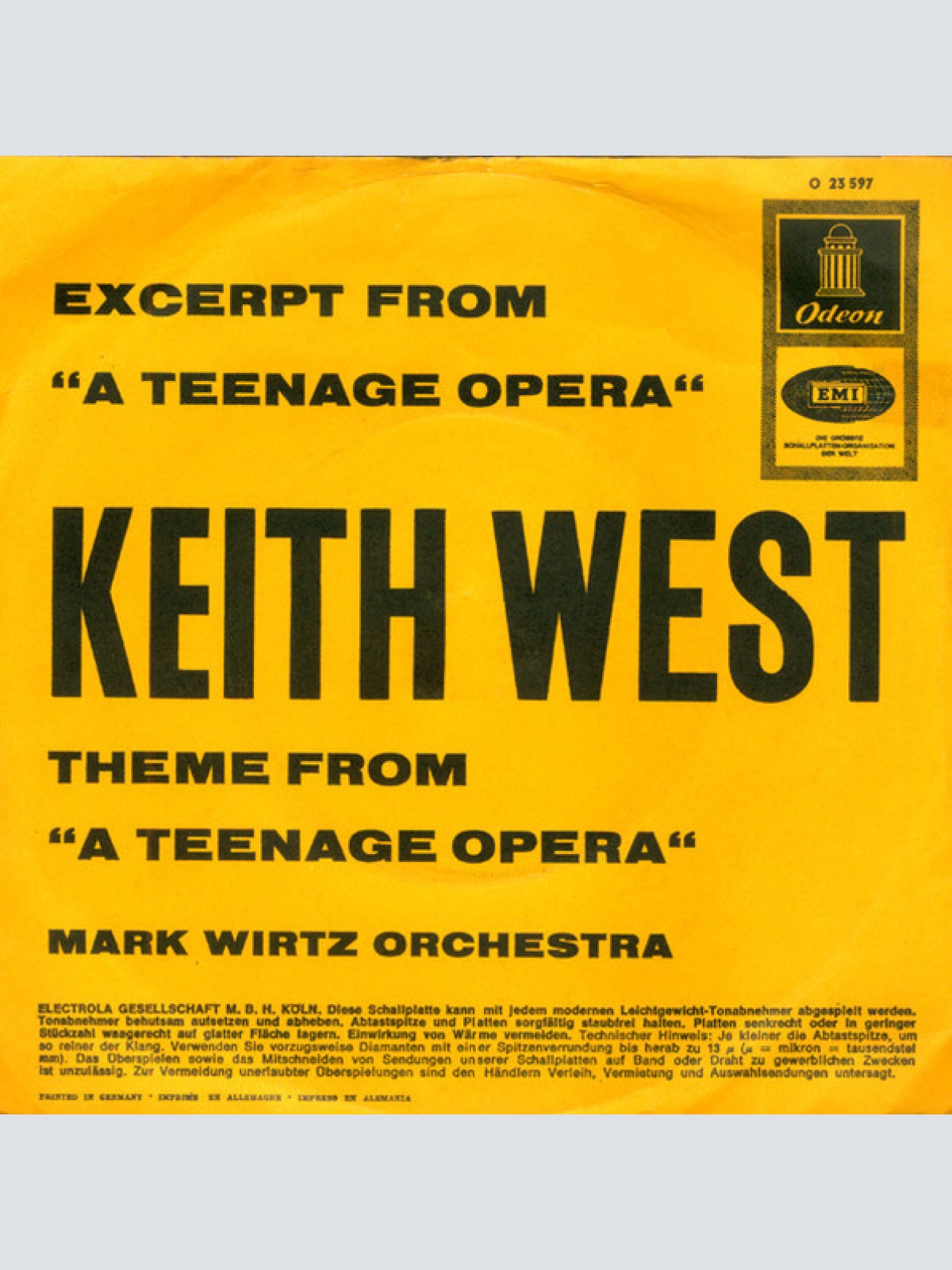 Vinyl / Keith West / Mark Wirtz Orchestra - Excerpt From "A Teenage Opera" / Theme From "A Teenage Opera"