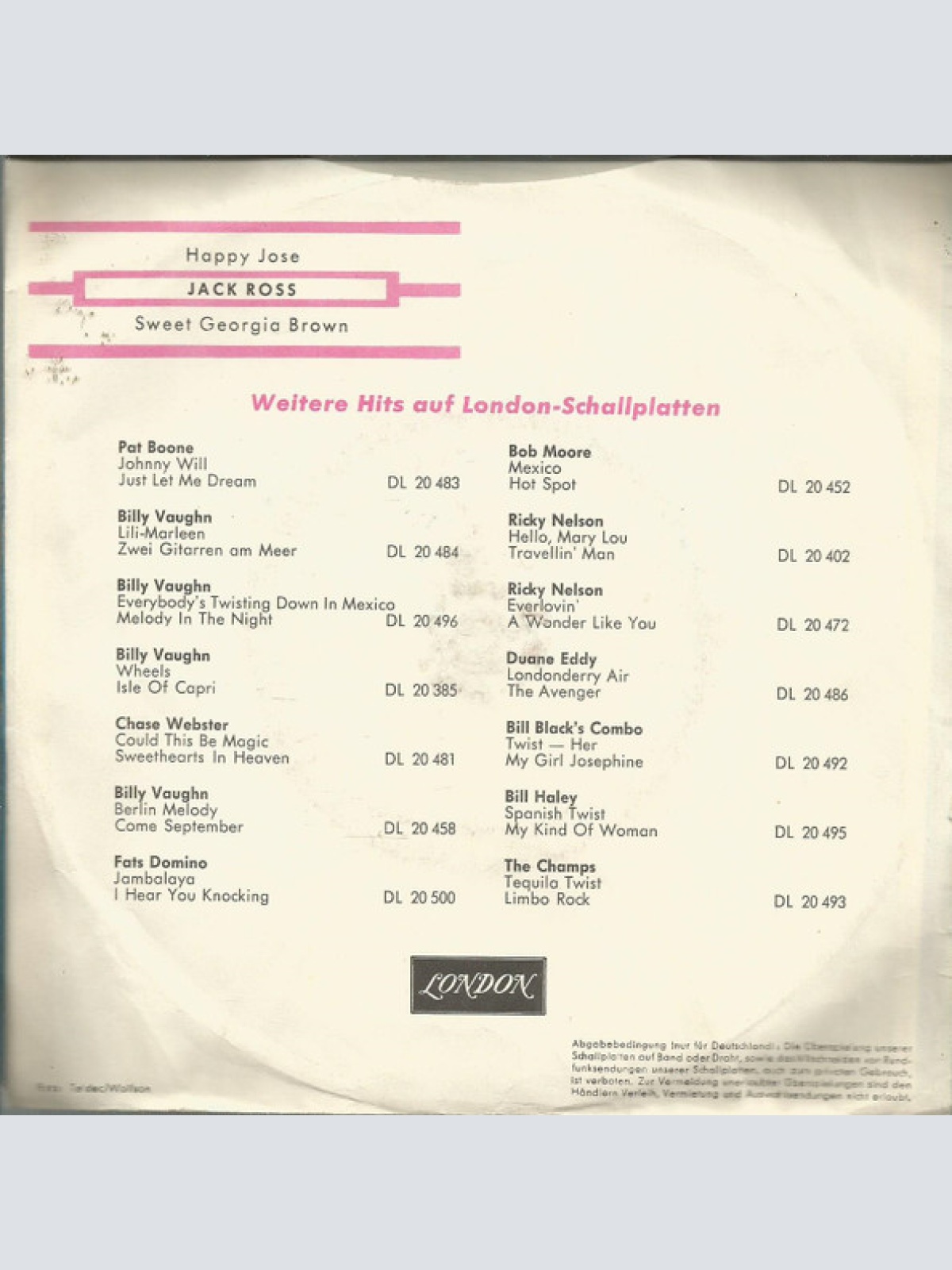 Vinyl / Jack Ross - Happy Jose (Ching, Ching, Ching)