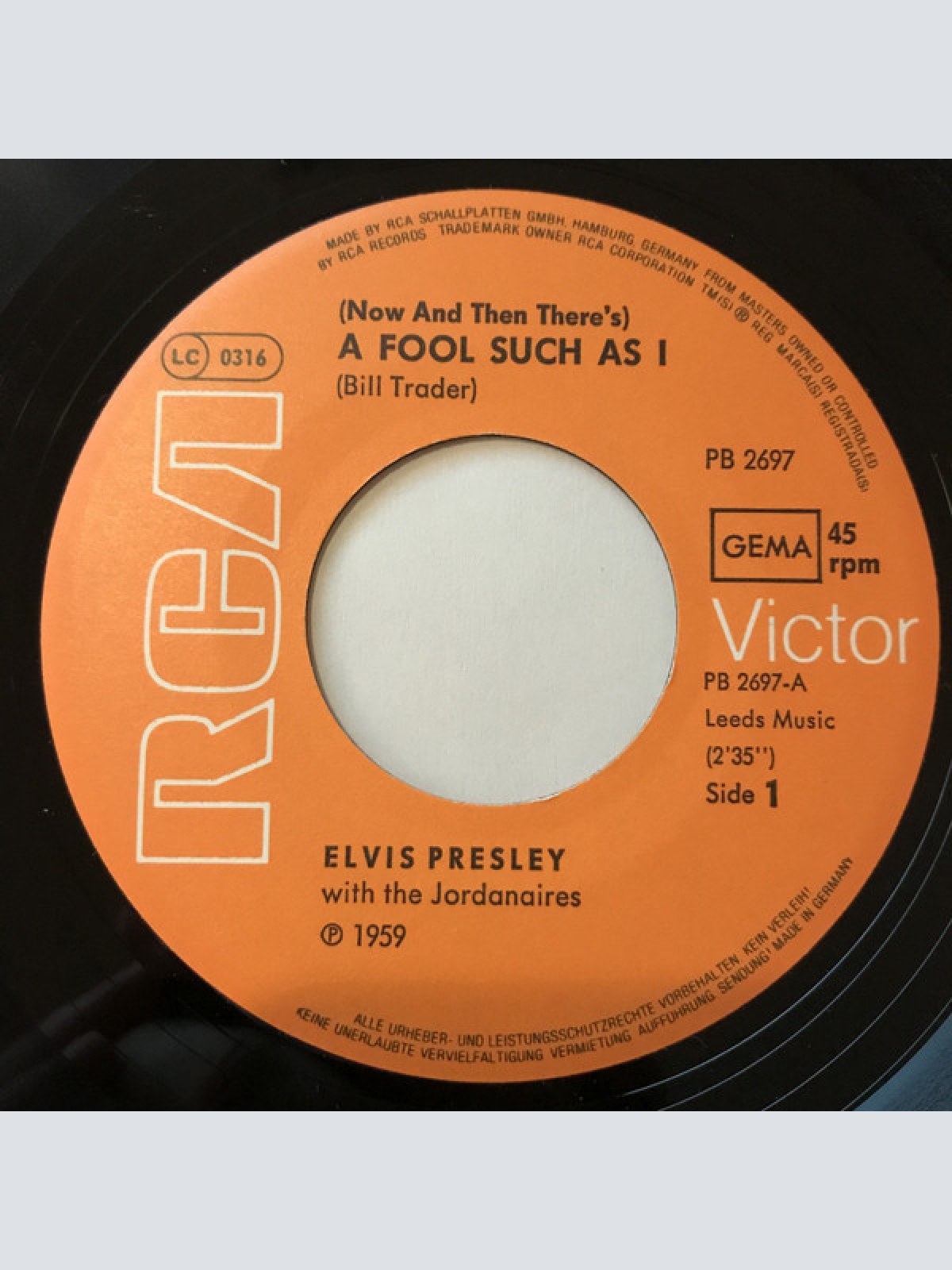 Vinyl / Elvis Presley - A Fool Such As I / I Need Your Love Tonight