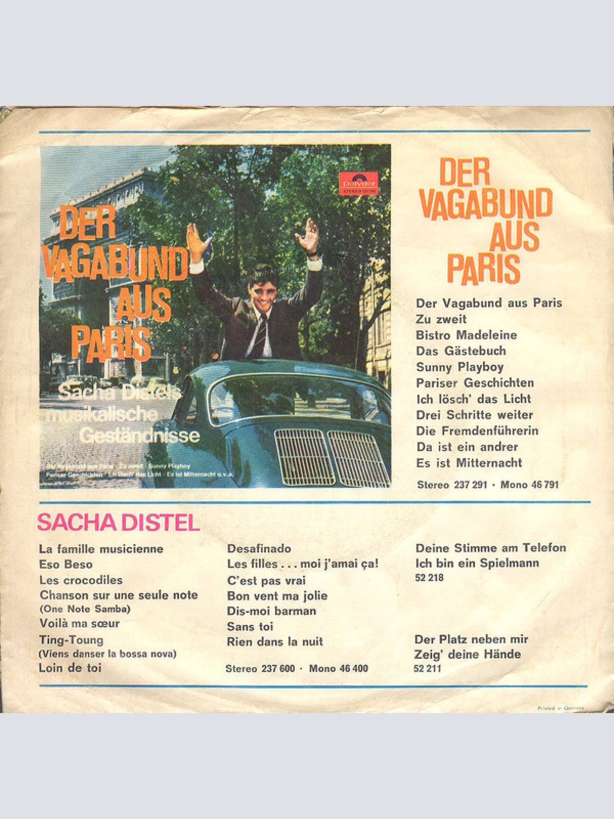 Vinyl / Sacha Distel - Eine Tür Fiel Zu