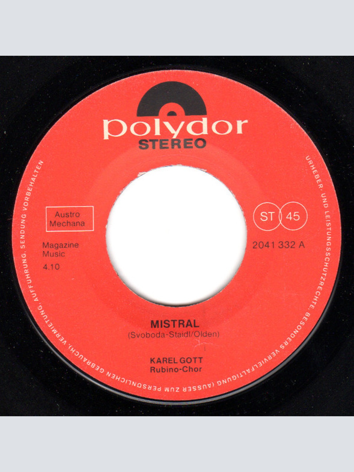 Vinyl / Karel Gott - Mistral / Jedes Jahr