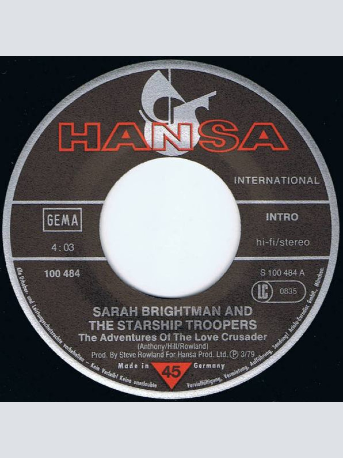 Vinyl / Sarah Brightman And The Starship Troopers - The Adventures Of The Love Crusader