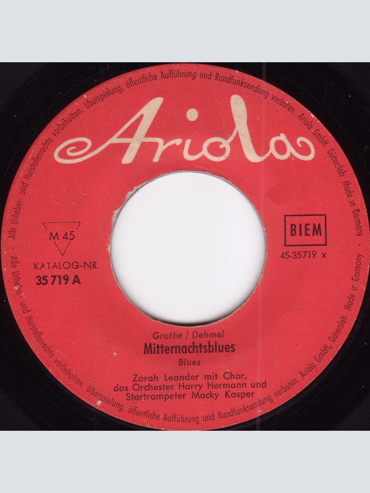 Vinyl / Zarah Leander - Mitternachtsblues / Weil Ich Dich So Liebe