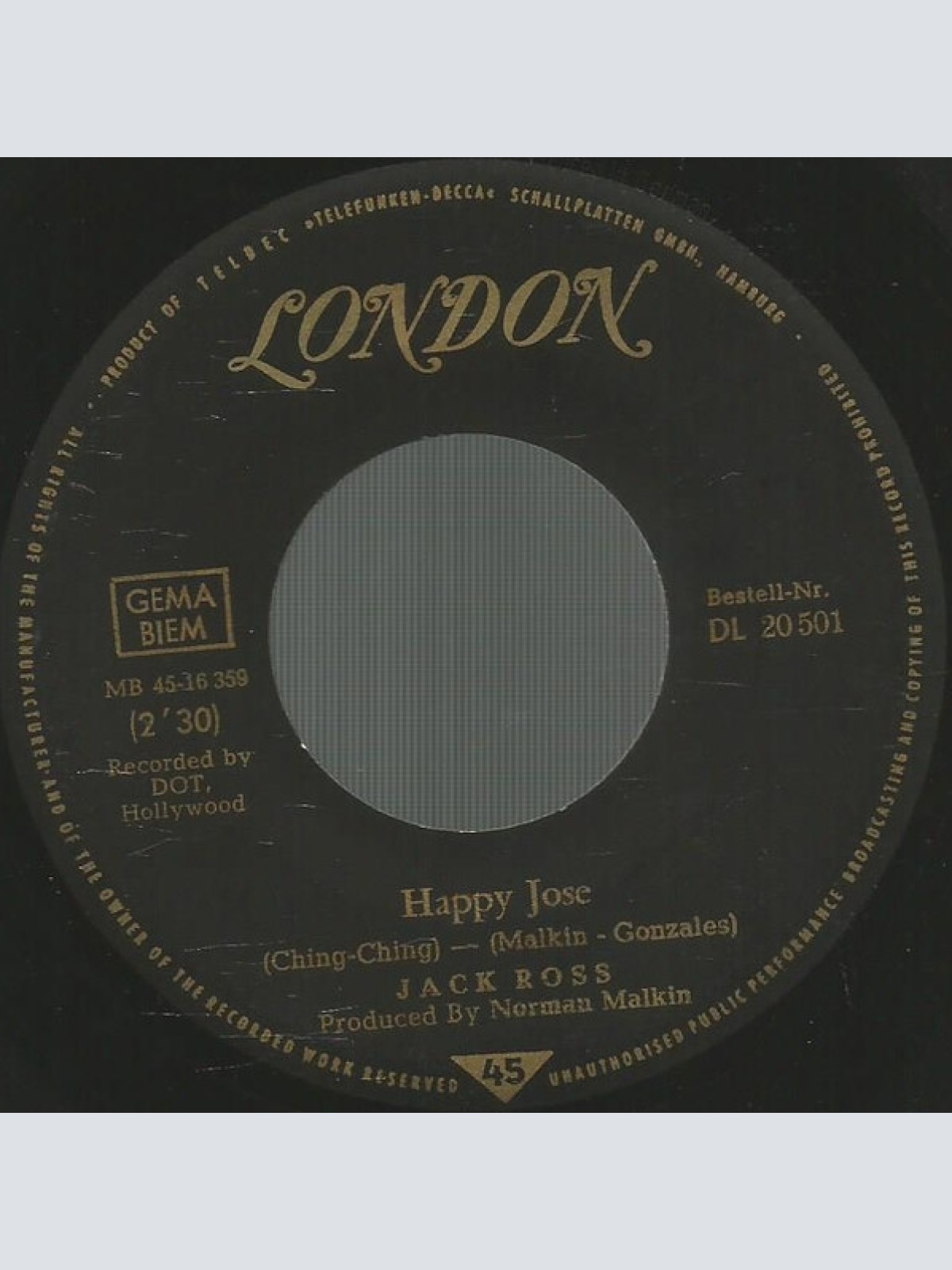 Vinyl / Jack Ross - Happy Jose (Ching, Ching, Ching)