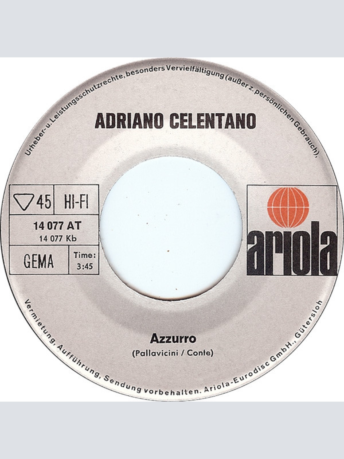 Vinyl / Adriano Celentano - La Lotta Dell'Amore
