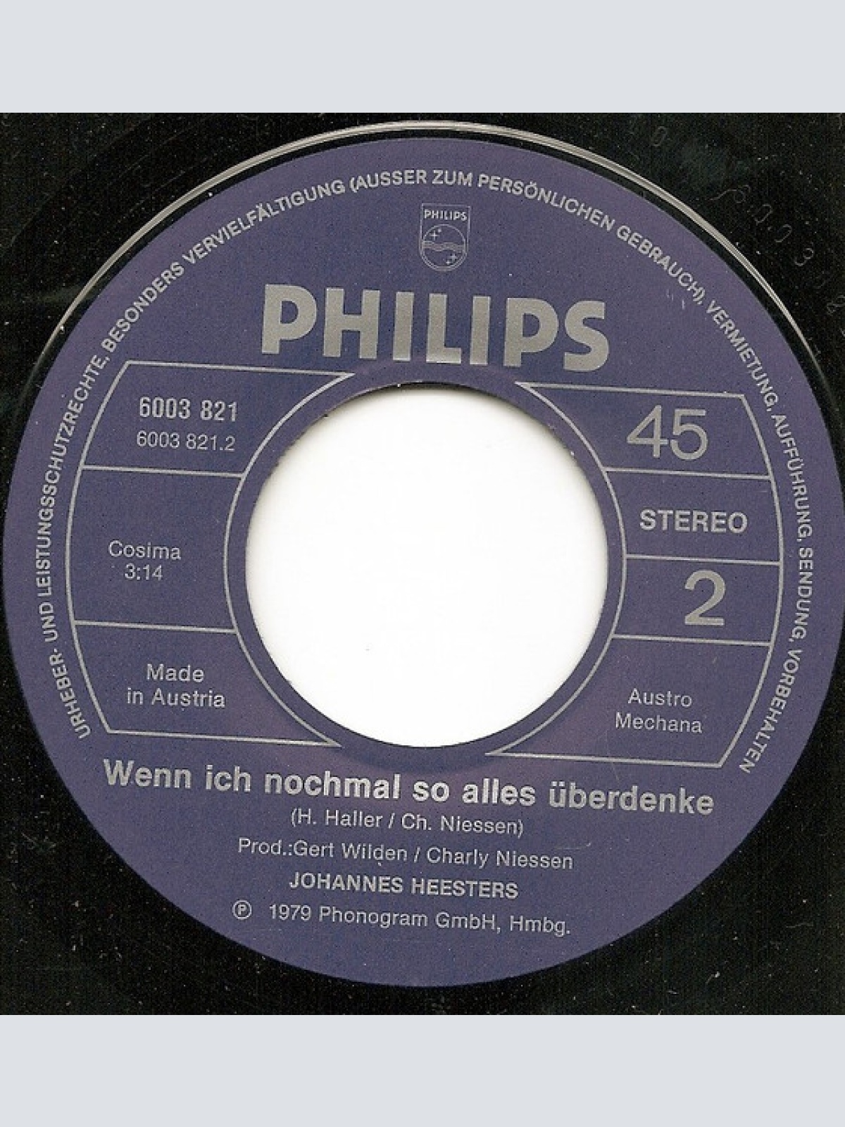 Vinyl / Johannes Heesters - Graue Schläfen / Wenn Ich Nochmal So Alles Überdenke