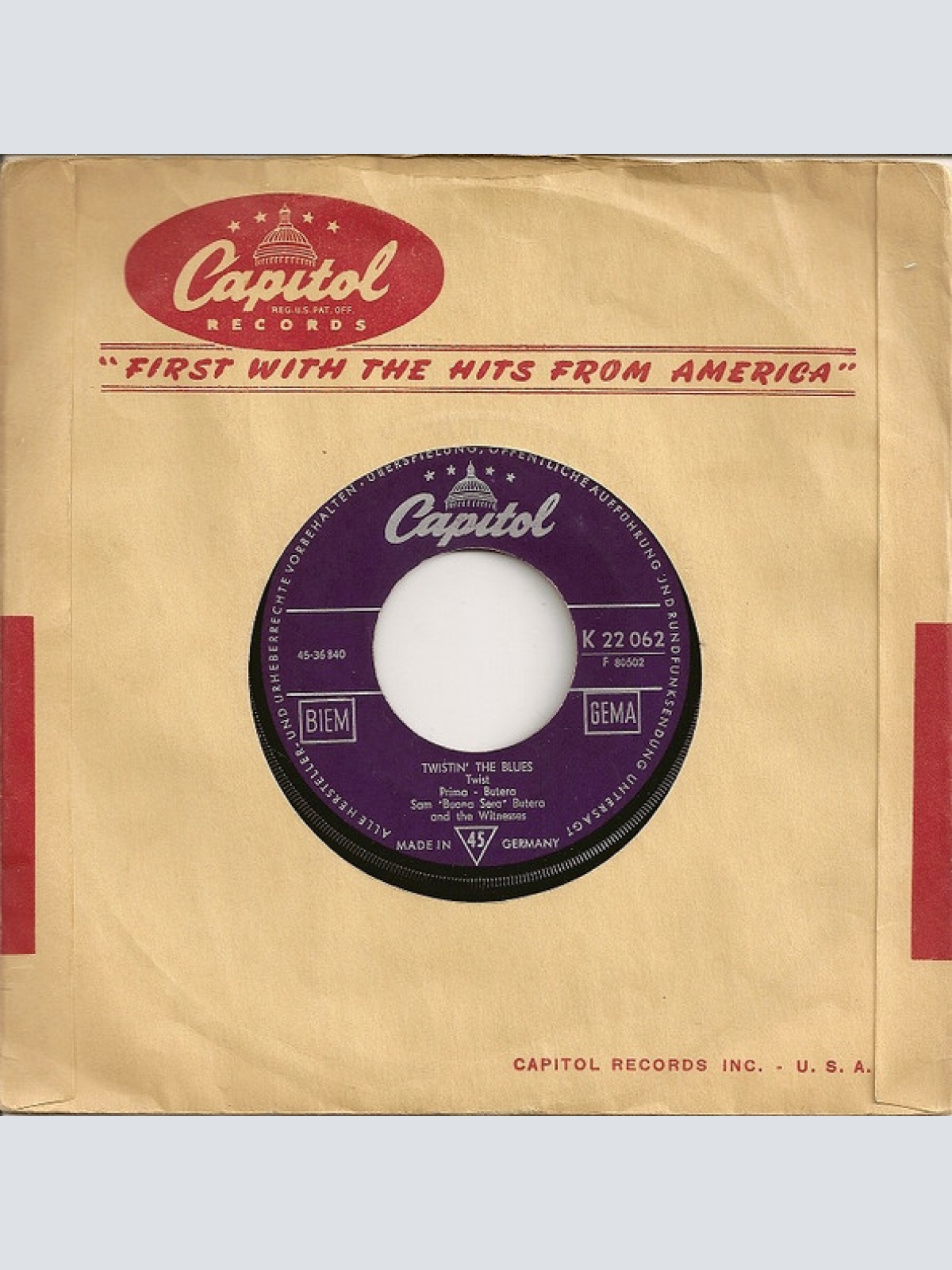 Vinyl / Sam 'Buona Sera' Butera And The Witnesses* - Better Twist Now, Baby / Twistin' The Blues