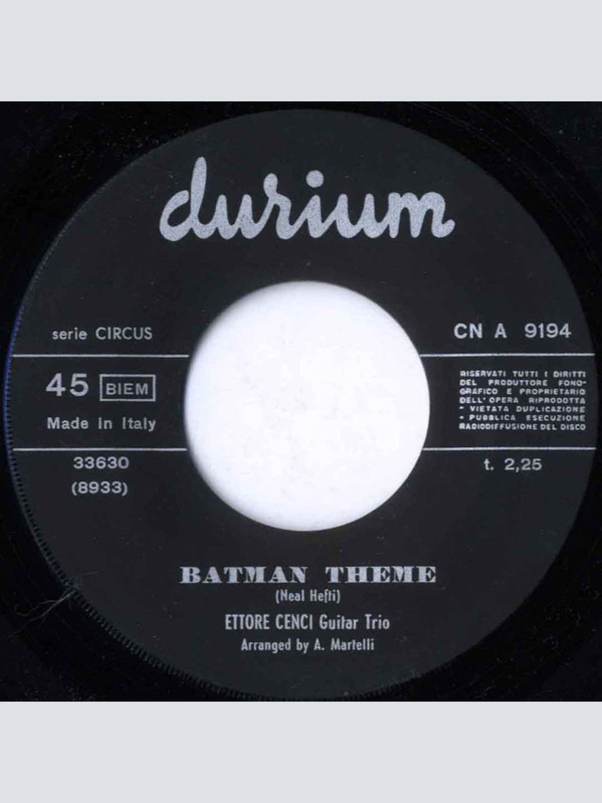 Vinyl / Ettore Cenci Guitar Trio - Batman Theme / Nembo Kid