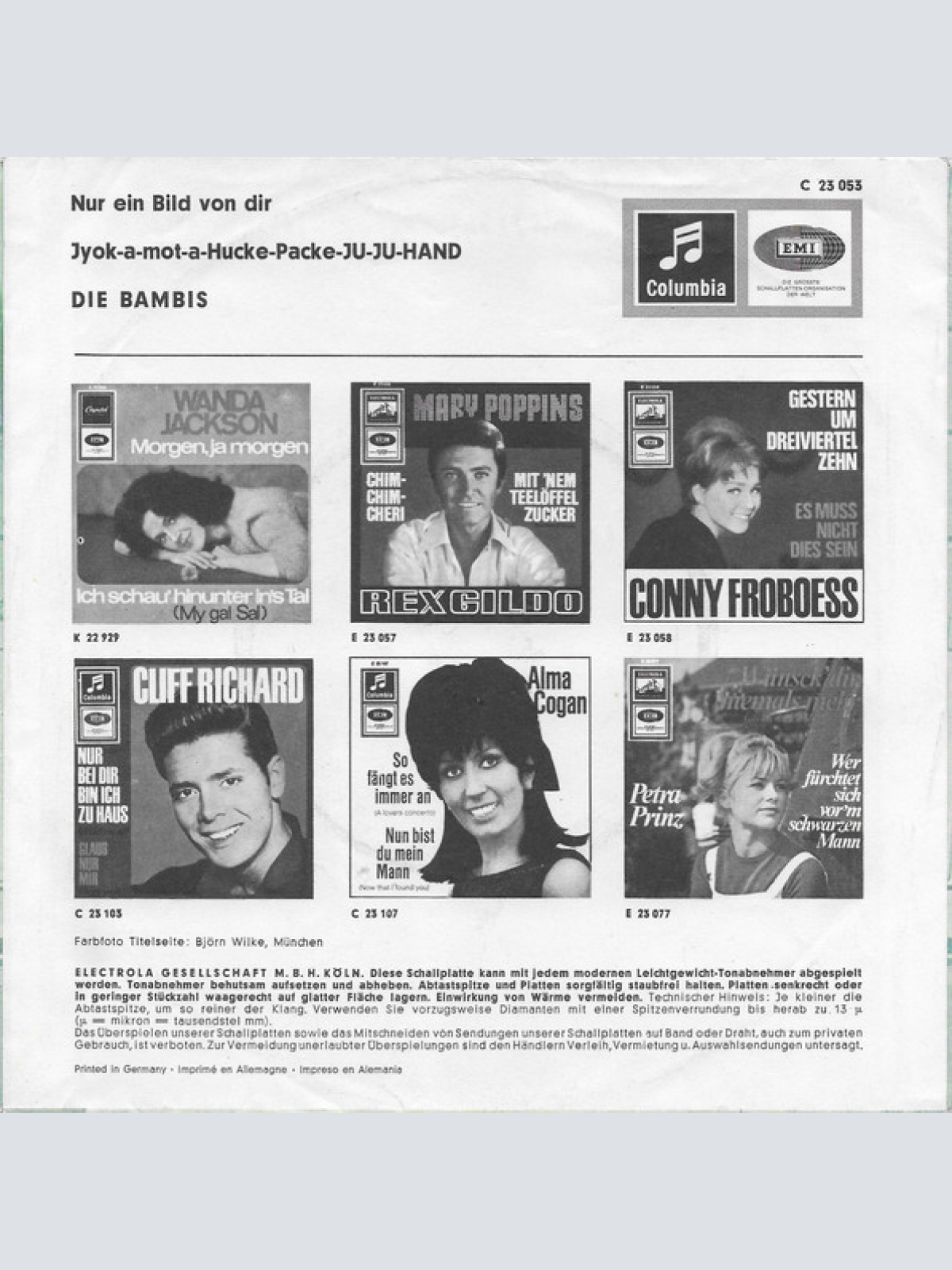 Vinyl / Die Bambis - Nur Ein Bild Von Dir / Jyok-A-Mot-A-Hucke-Packe-Ju-Ju-Hand