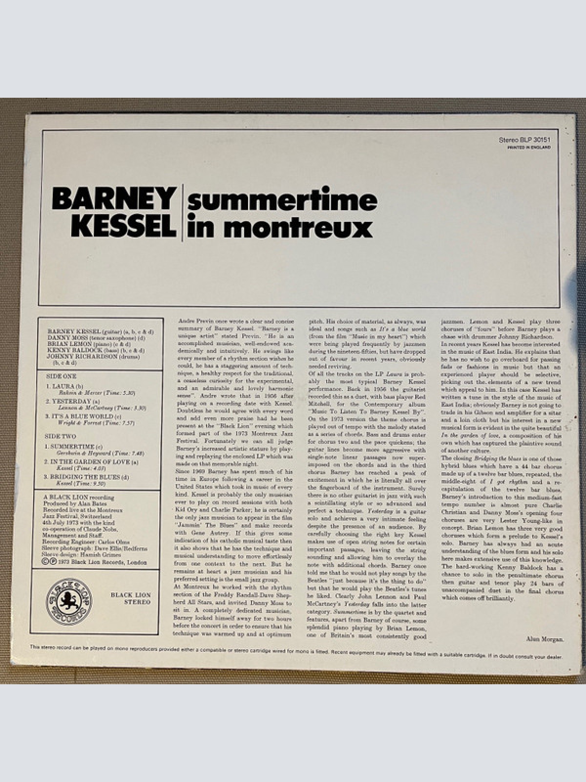 Vinyl / Barney Kessel - Summertime In Montreux