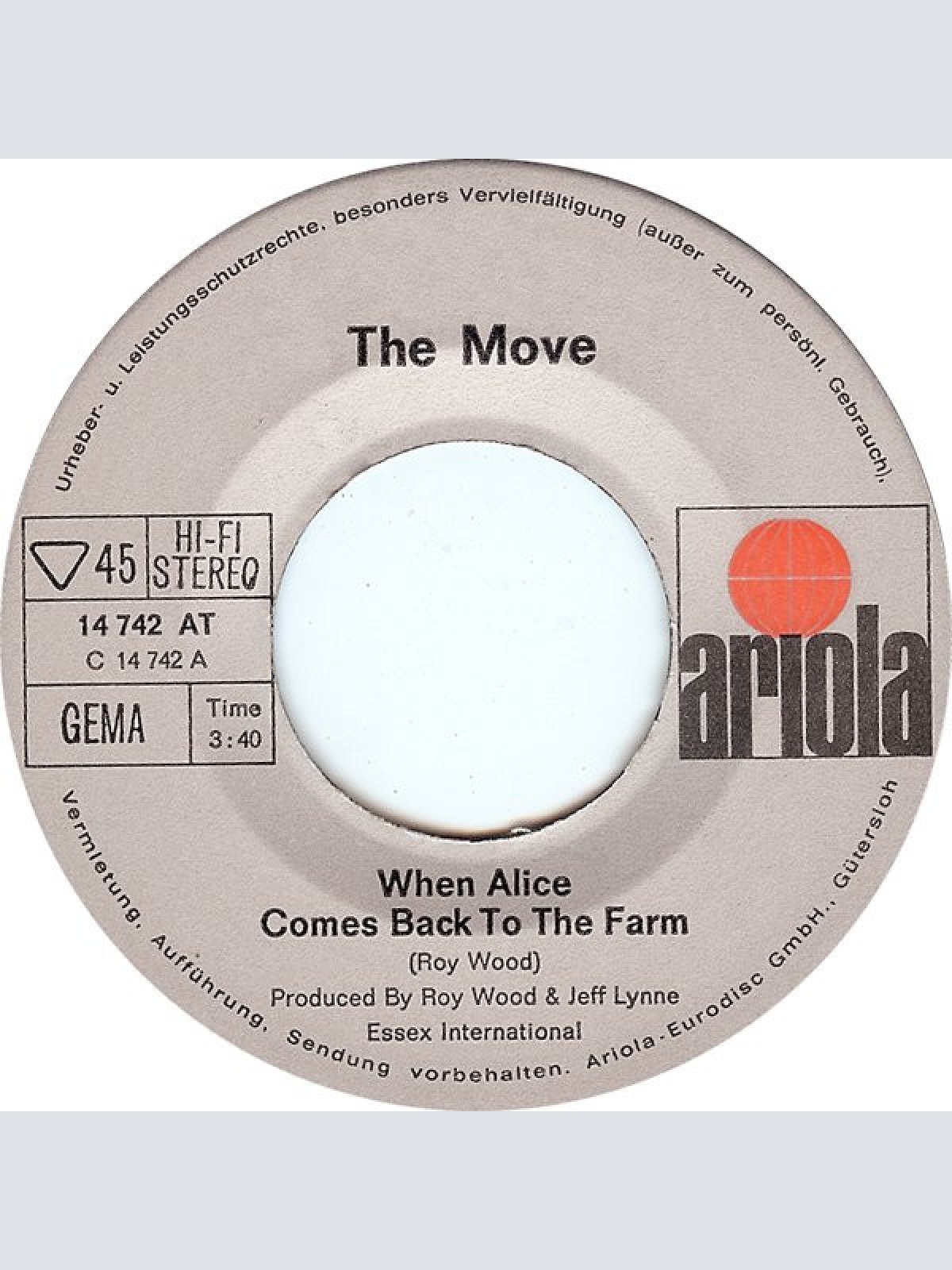 Vinyl / The Move - When Alice Comes Back To The Farm