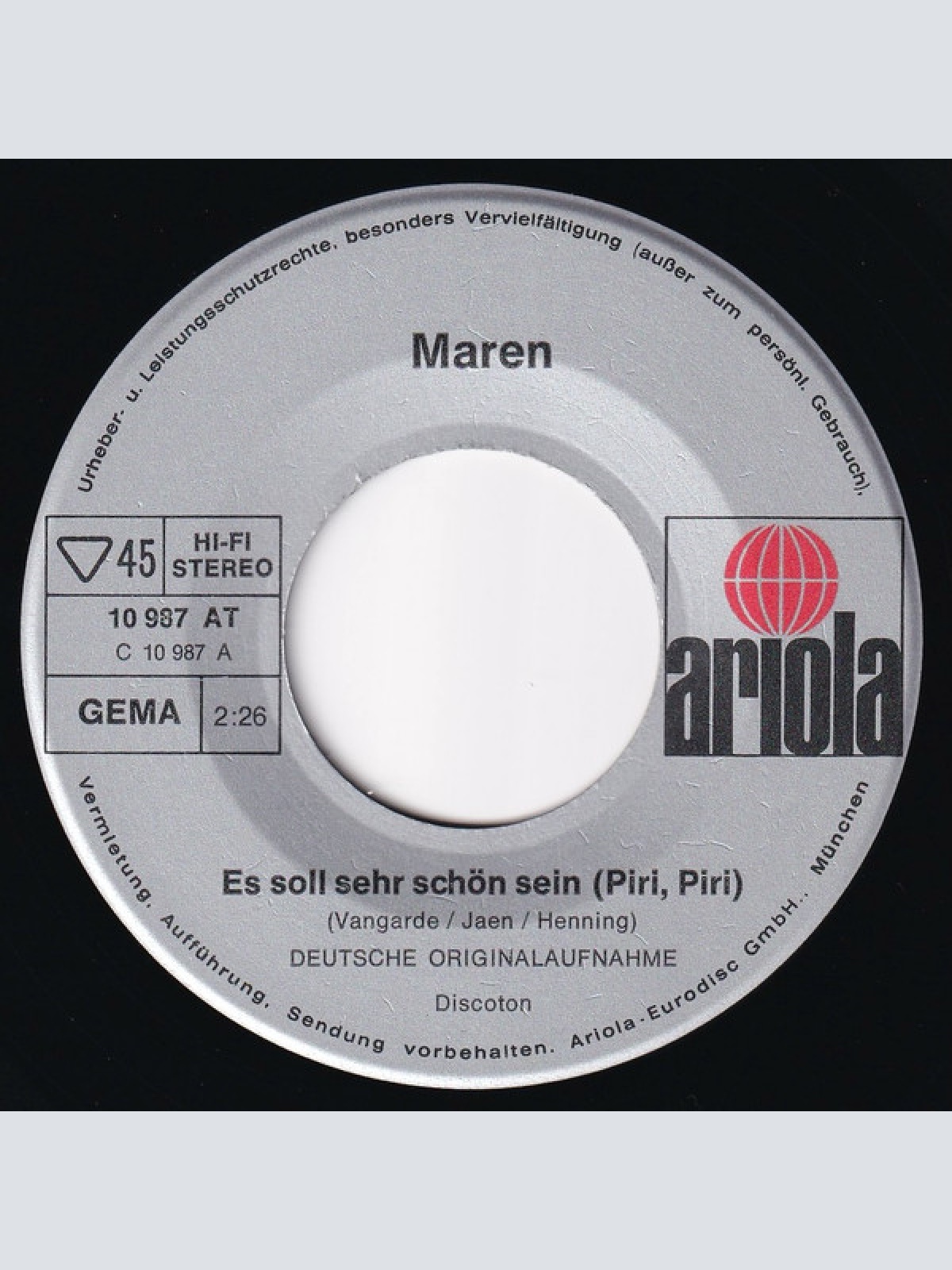 Vinyl / Maren (5) - Es Soll Sehr Schön Sein >Piri, Piri<