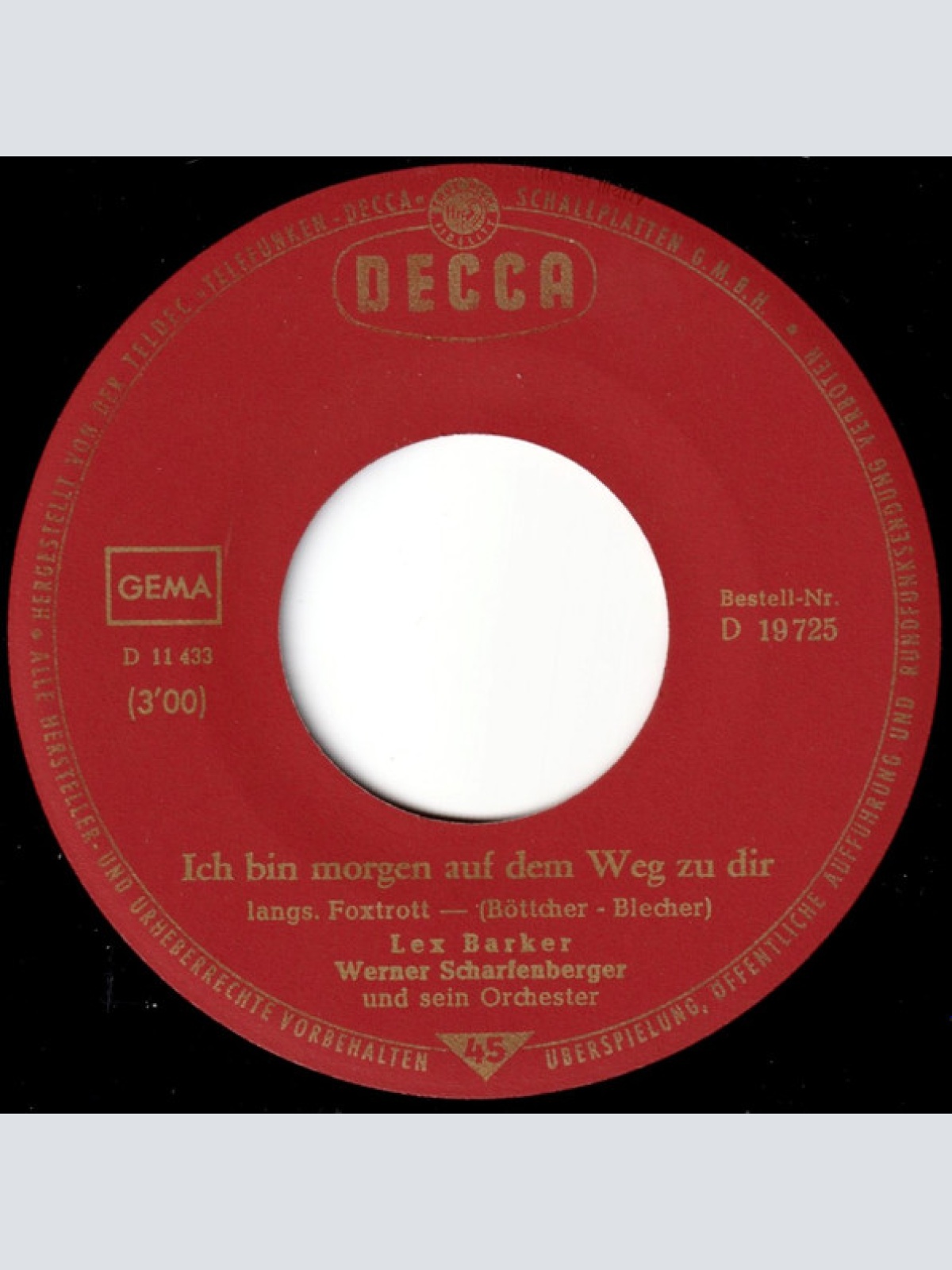 Vinyl / Lex Barker - Mädchen In Samt Und Seide / Ich Bin Morgen Auf Dem Weg Zu Dir