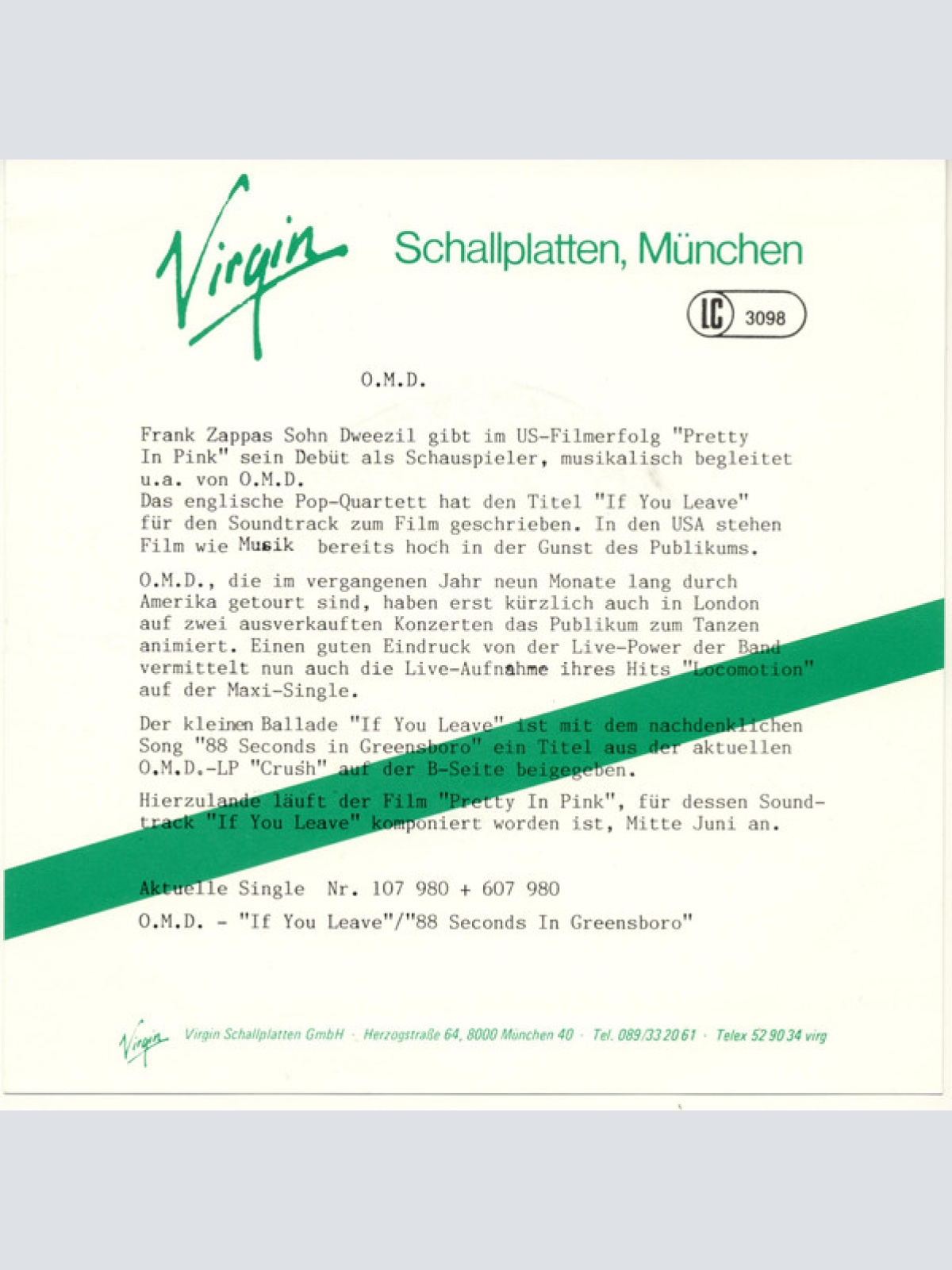 Vinyl / Orchestral Manoeuvres In The Dark - If You Leave