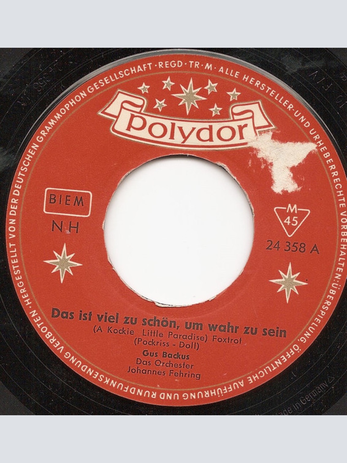 Vinyl / Gus Backus - Das Ist Viel Zu Schön Um Wahr Zu Sein