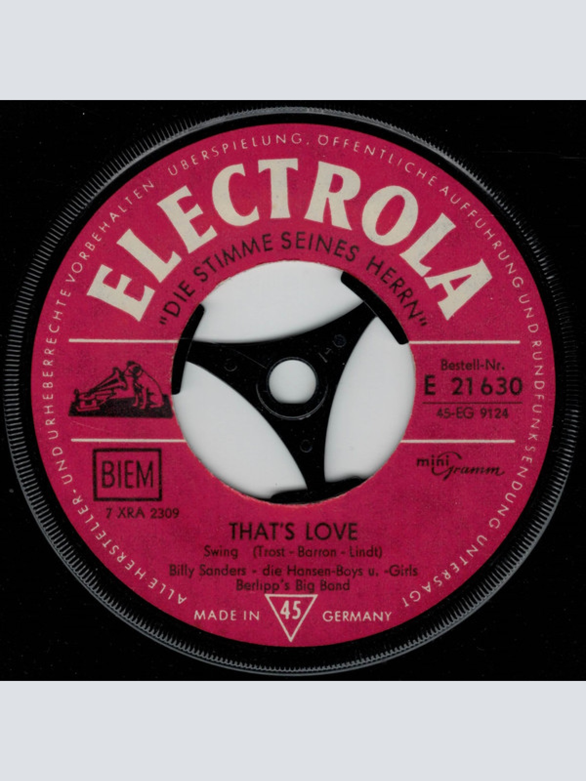 Vinyl / Billy Sanders - That's Love / Weit Ist Der Weg  Nach Rio