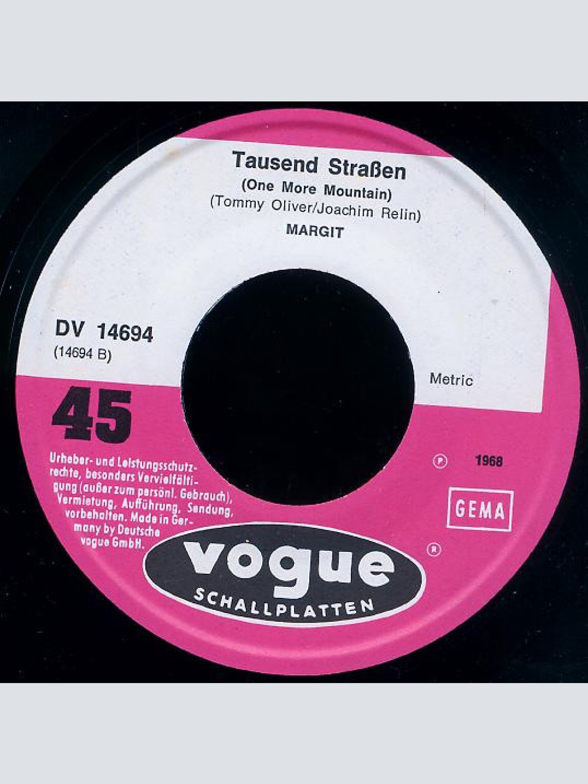 Vinyl / Margit* - Mein Glück Steht Auf Dem Spiel / Tausend Strassen