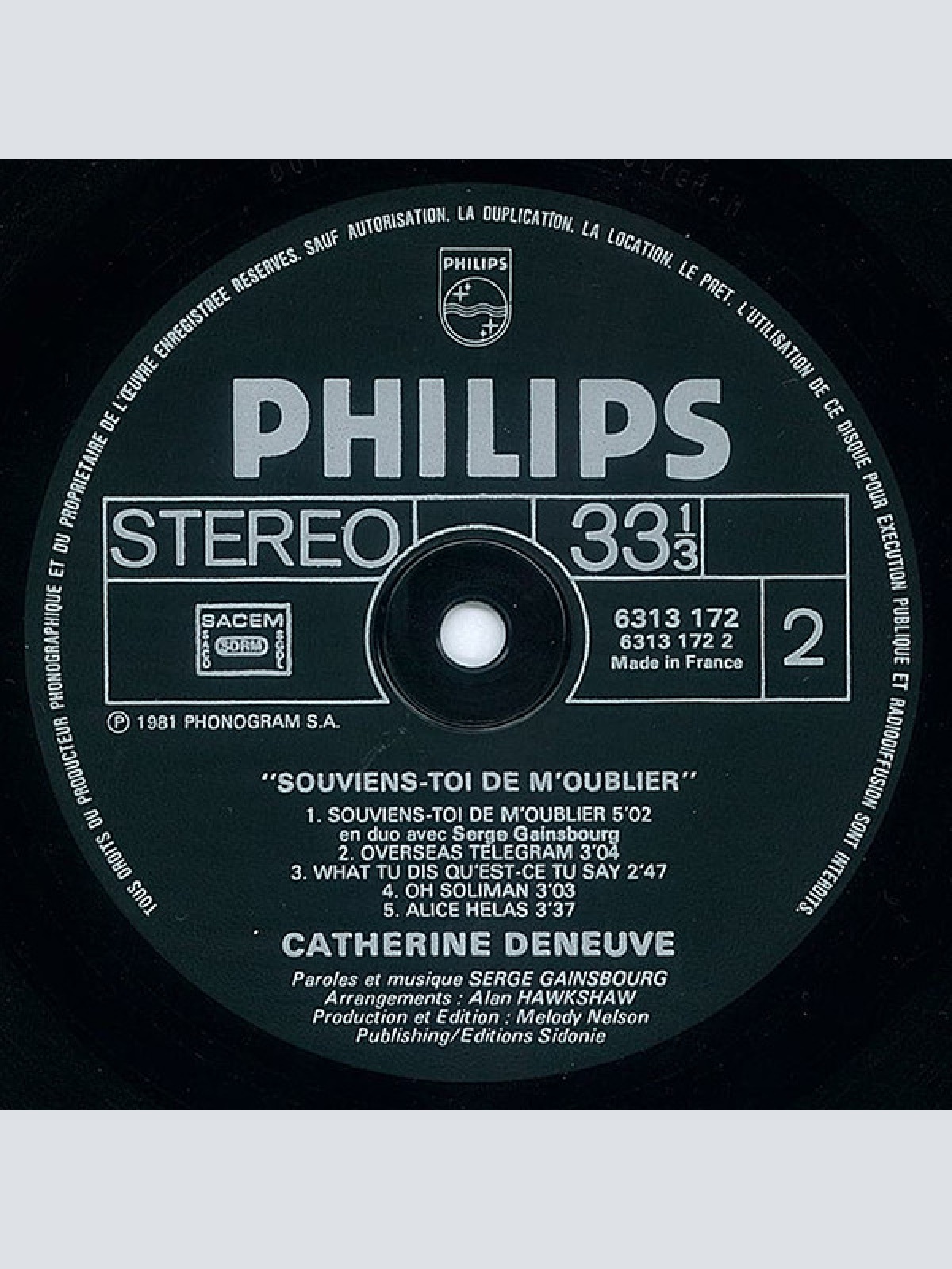 Vinyl / Catherine Deneuve, Gainsbourg* - Souviens-toi De M'oublier