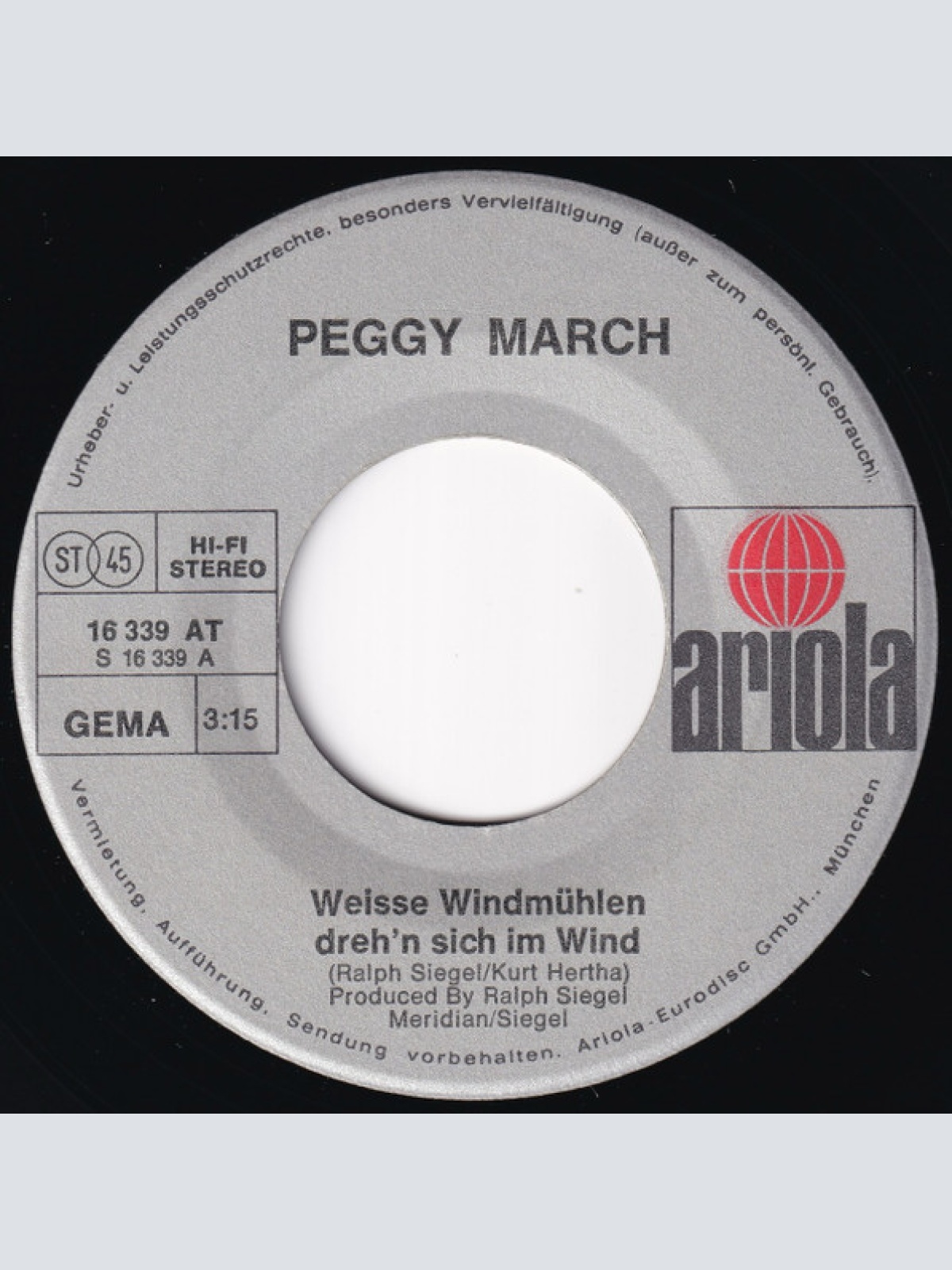 Vinyl / Peggy March - Weiße Windmühlen Dreh'n Sich Im Wind