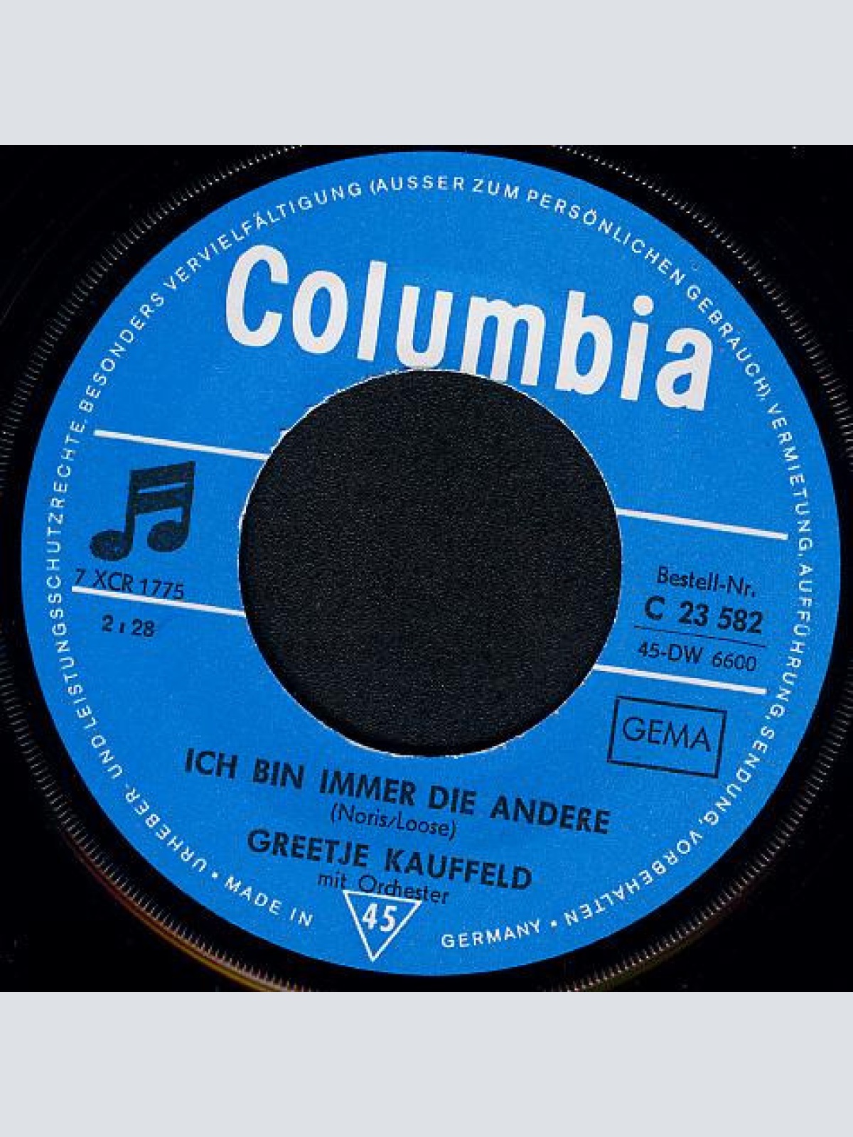 Vinyl / Greetje Kauffeld - Ich Bin Immer Die Andere / Solang Die Welt Sich Dreht