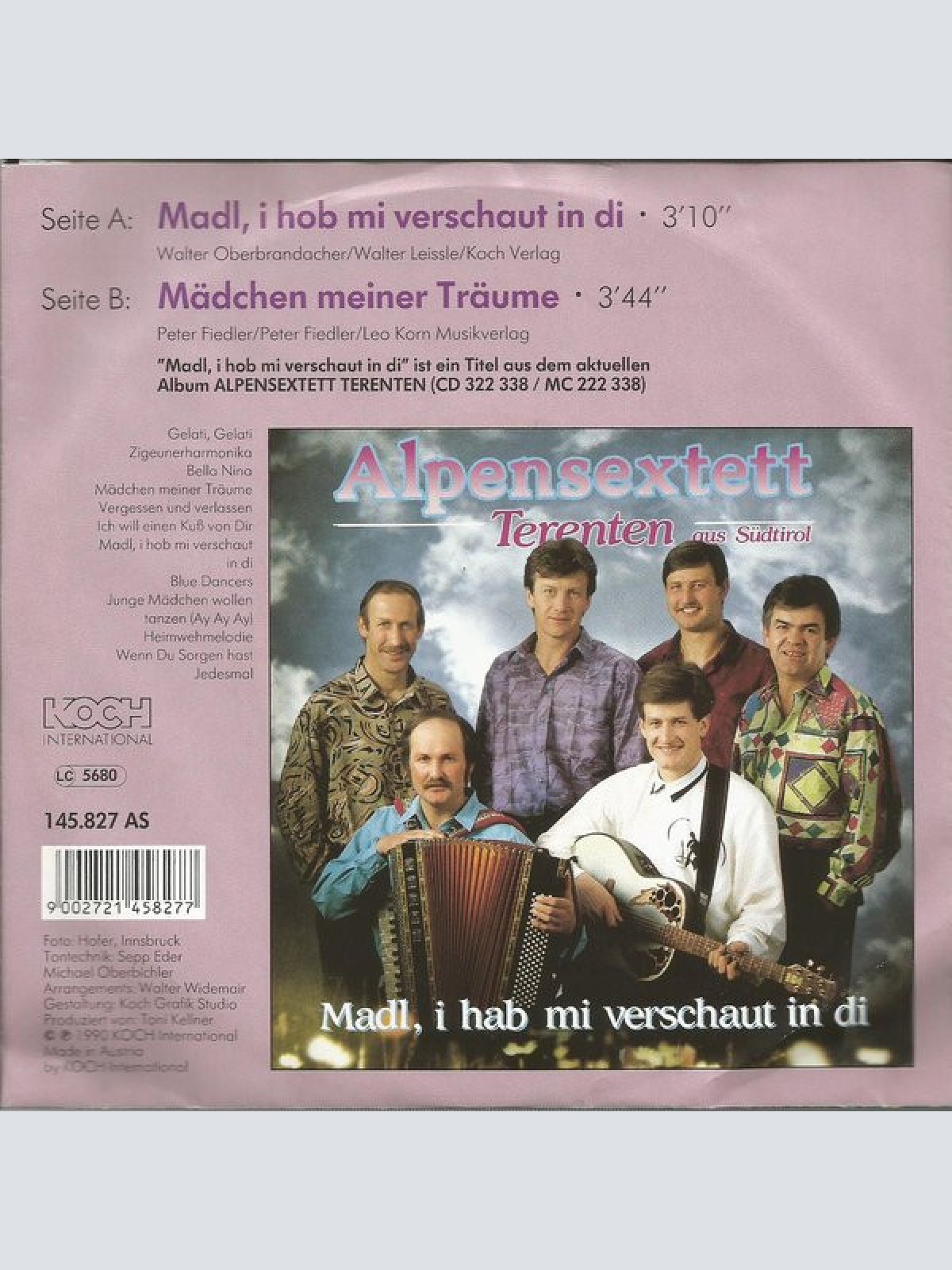 Vinyl / Alpensextett Terenten - Madl, I Hab Mi Verschaut In Di