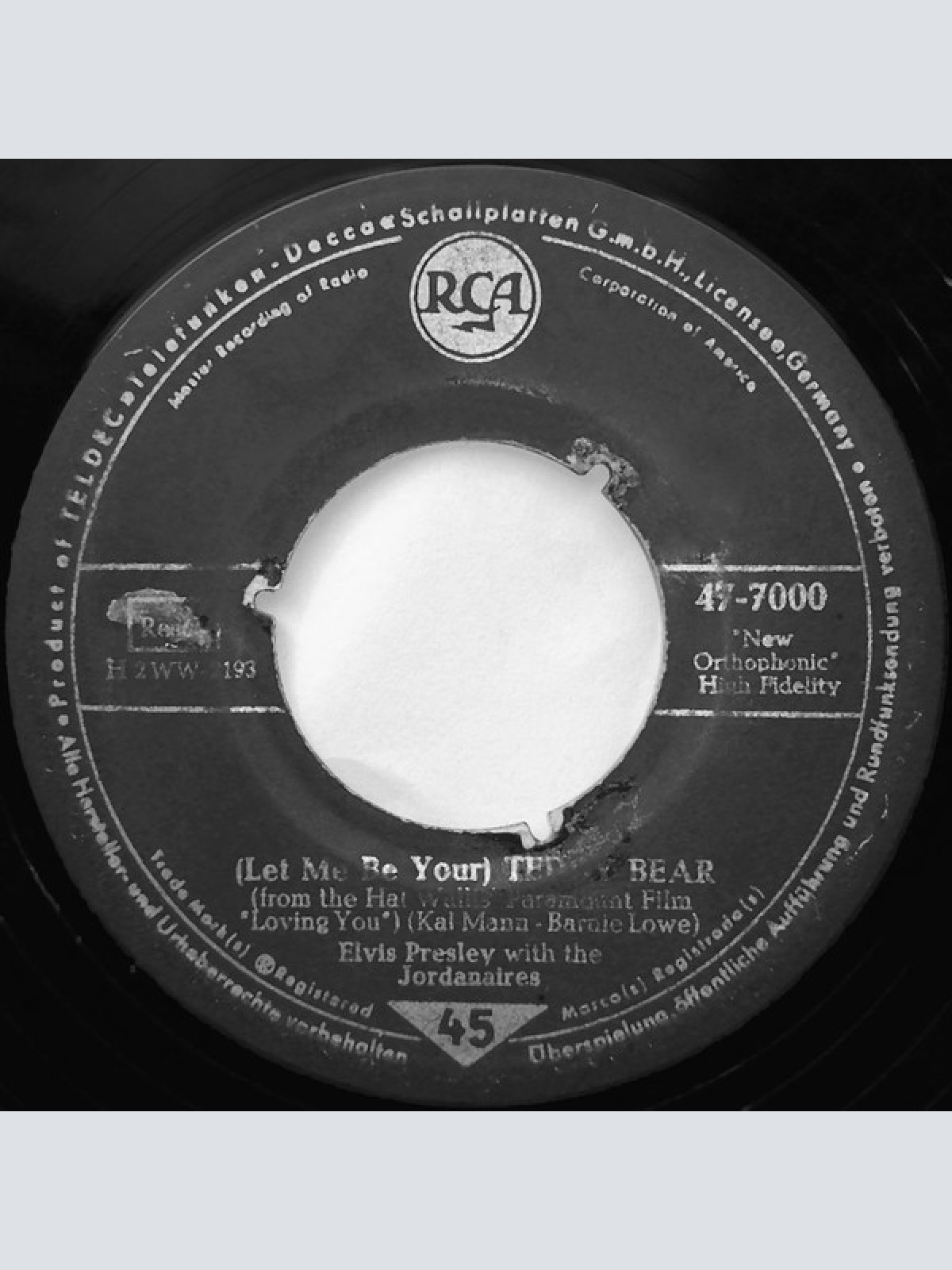Vinyl / Elvis Presley With The Jordanaires - (Let Me Be Your) Teddy Bear / Loving You