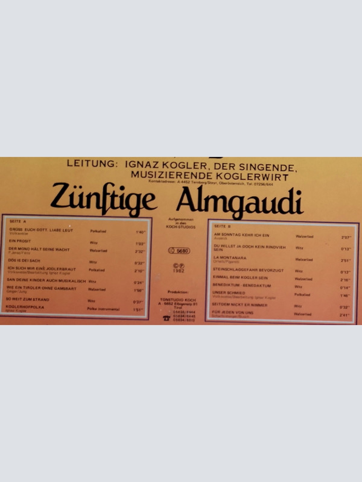 Vinyl / Die Fidelen Kogler Buam - Zünftige Almgaudi Am Koglerhof