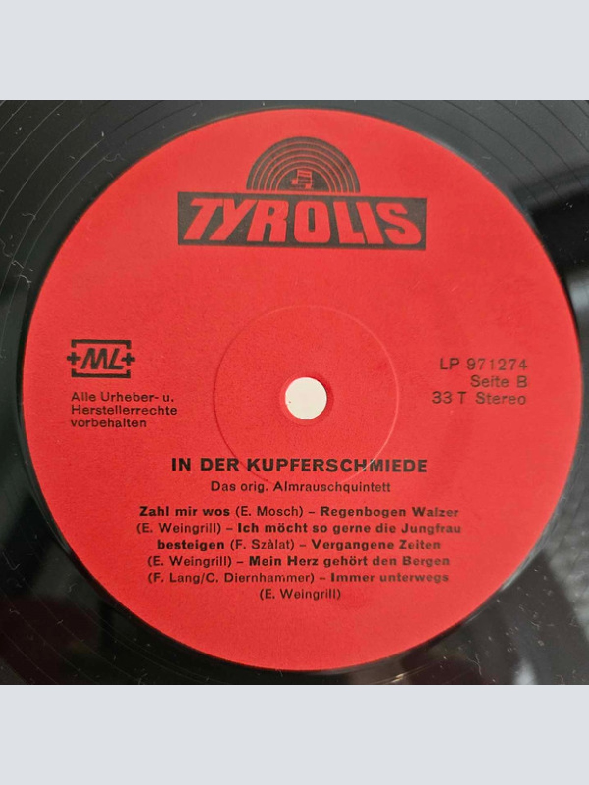 Vinyl / Das Orig. Almrauschquintett* - In Der Kupferschmiede