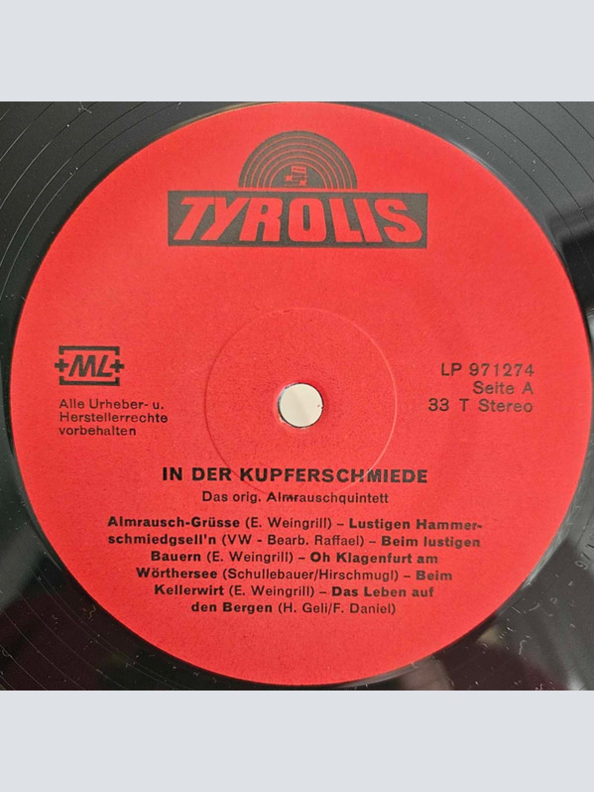 Vinyl / Das Orig. Almrauschquintett* - In Der Kupferschmiede