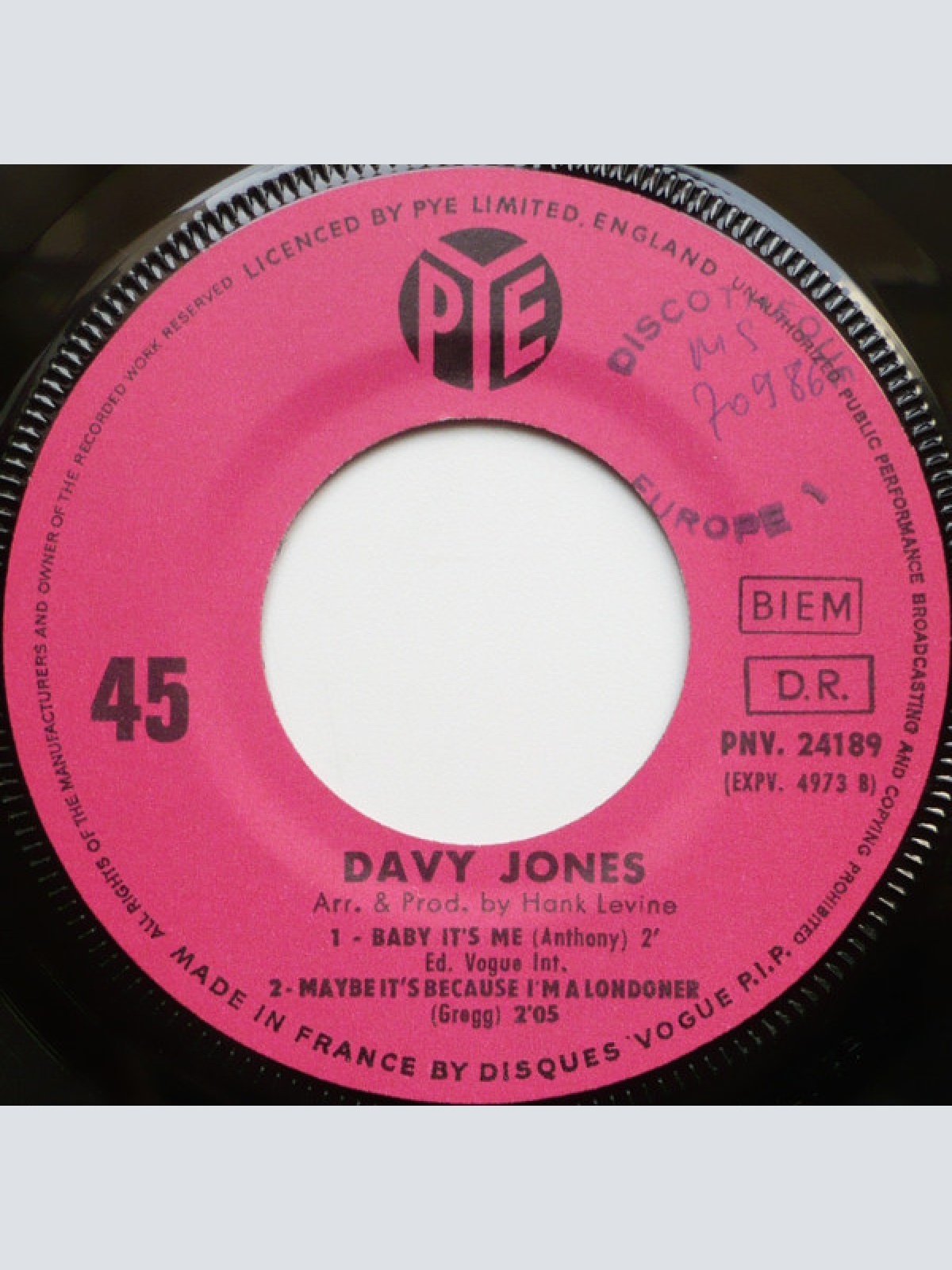 Vinyl / Davy Jones - It Ain't Me Babe