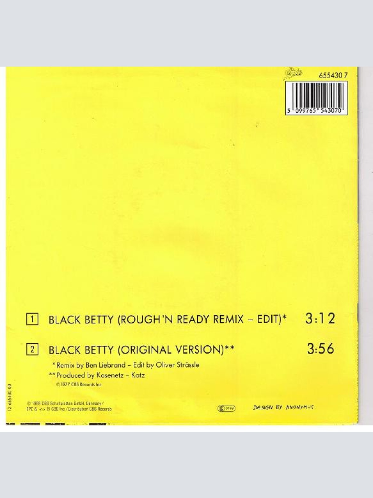 Vinyl / Ram Jam - Black Betty (Remix)