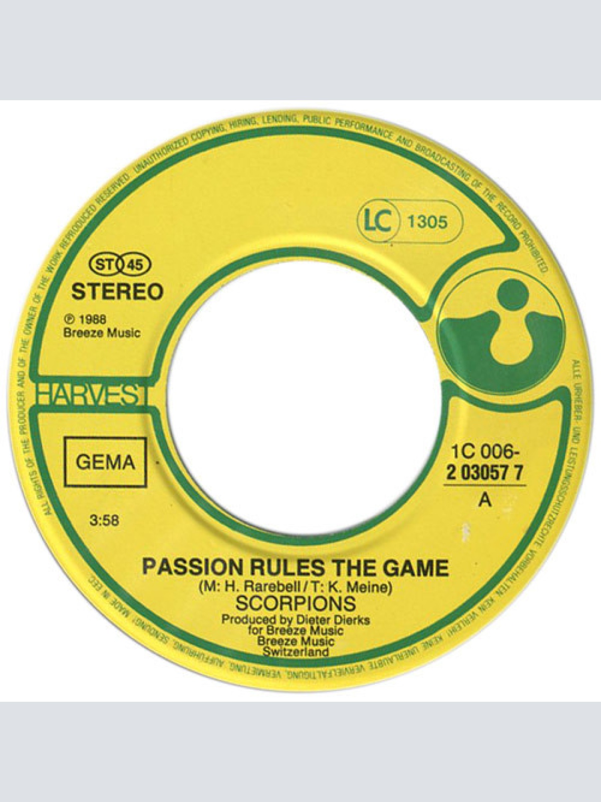 Vinyl / Scorpions - Passion Rules The Game