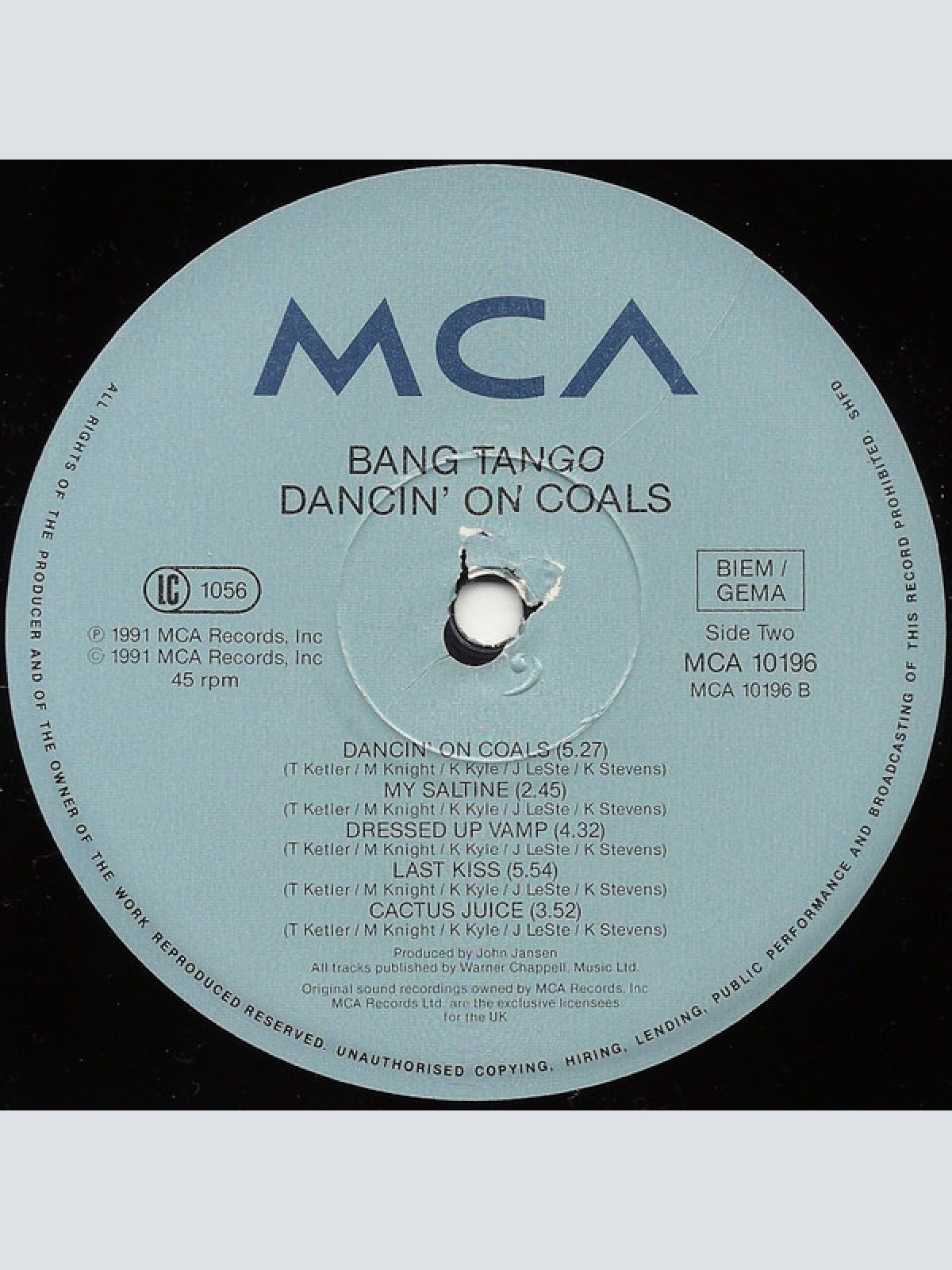 Vinyl / Bang Tango - Dancin' On Coals