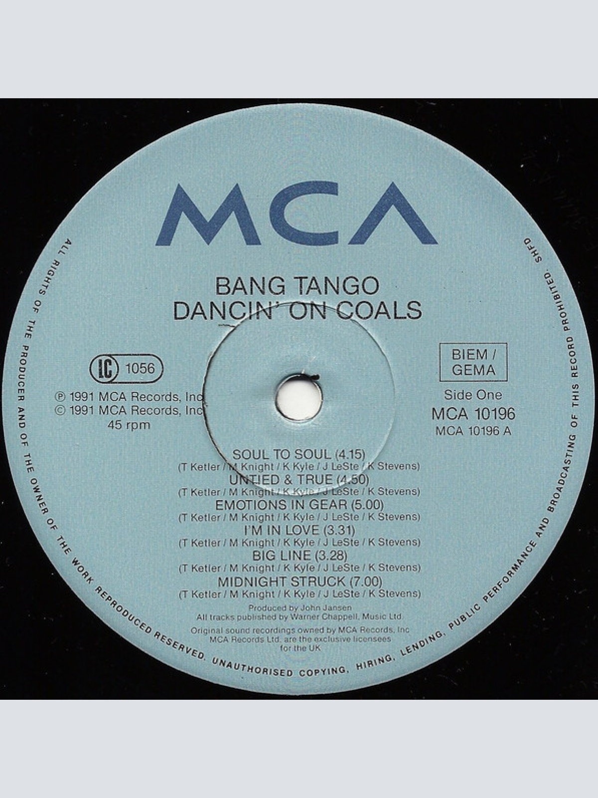 Vinyl / Bang Tango - Dancin' On Coals