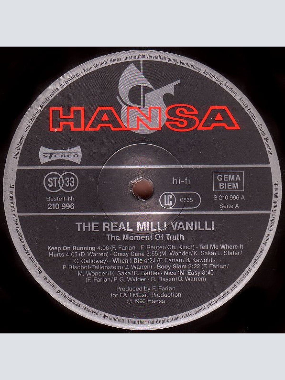 Vinyl / The Real Milli Vanilli - The Moment Of Truth (The 2nd Album)
