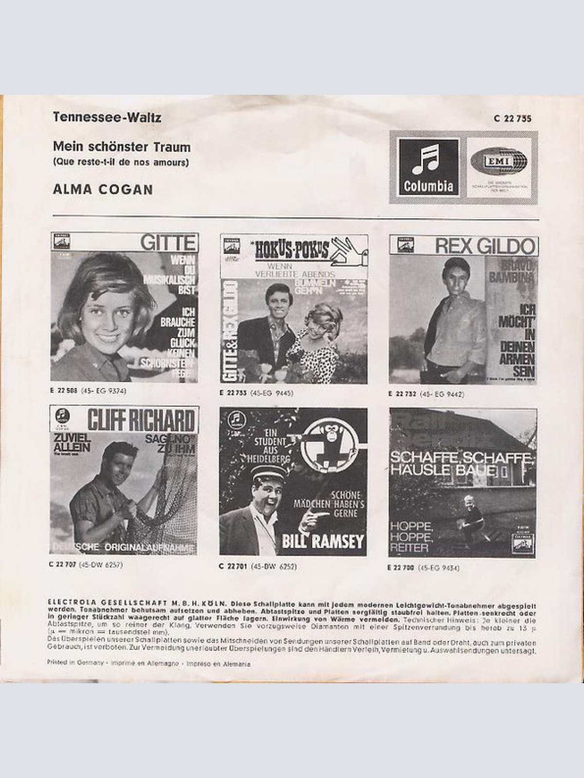 Vinyl / Alma Cogan - Tennessee-Waltz