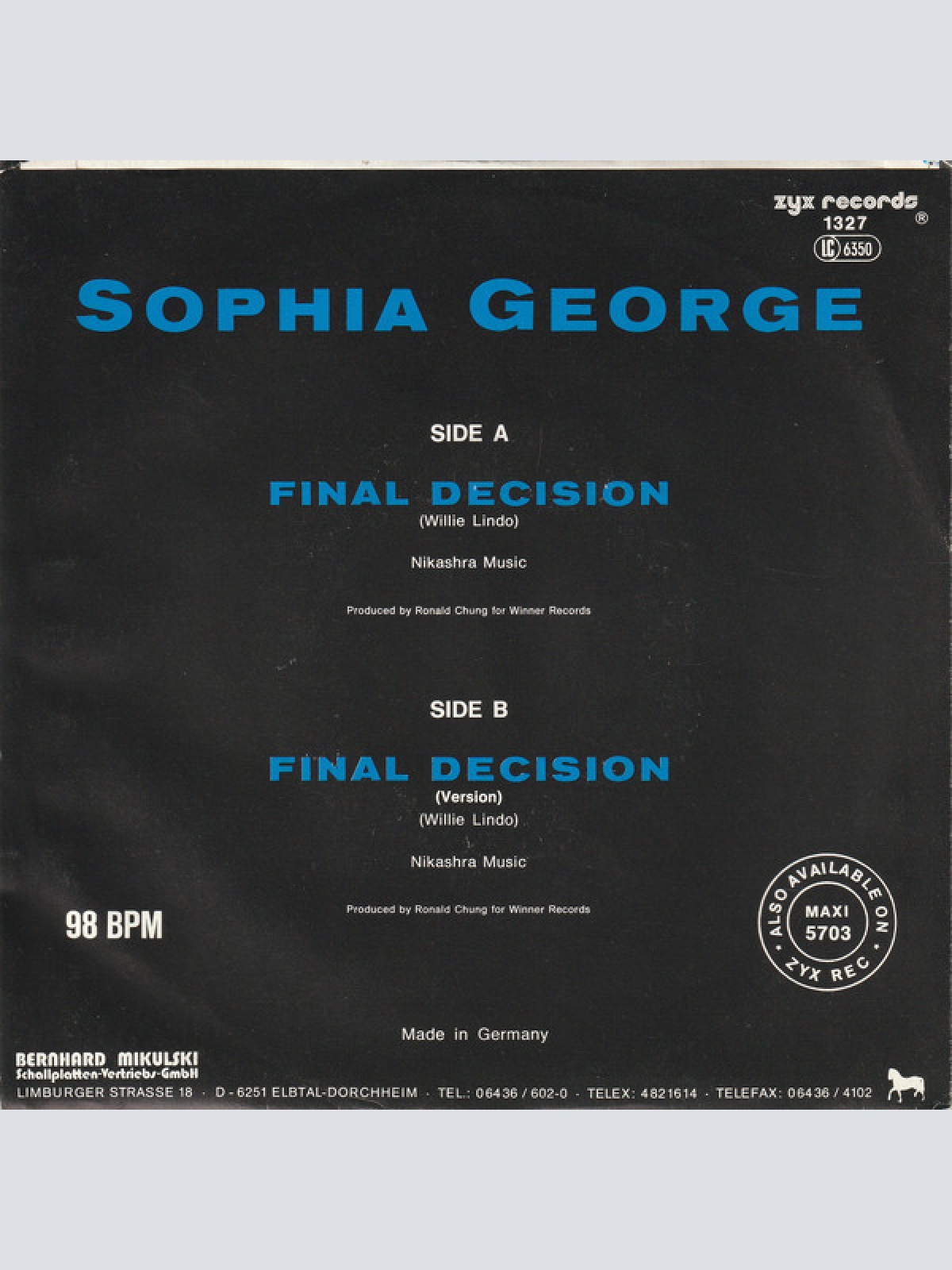Vinyl / Sophia George - Final Decision