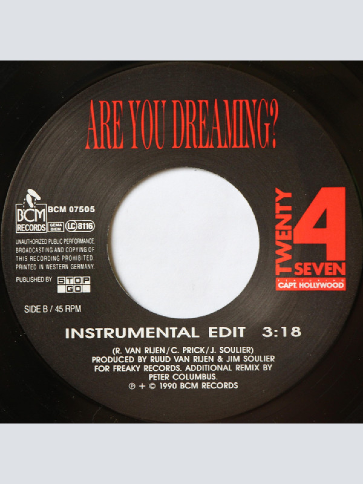 Vinyl / Twenty 4 Seven Featuring Capt. Hollywood* - Are You Dreaming?