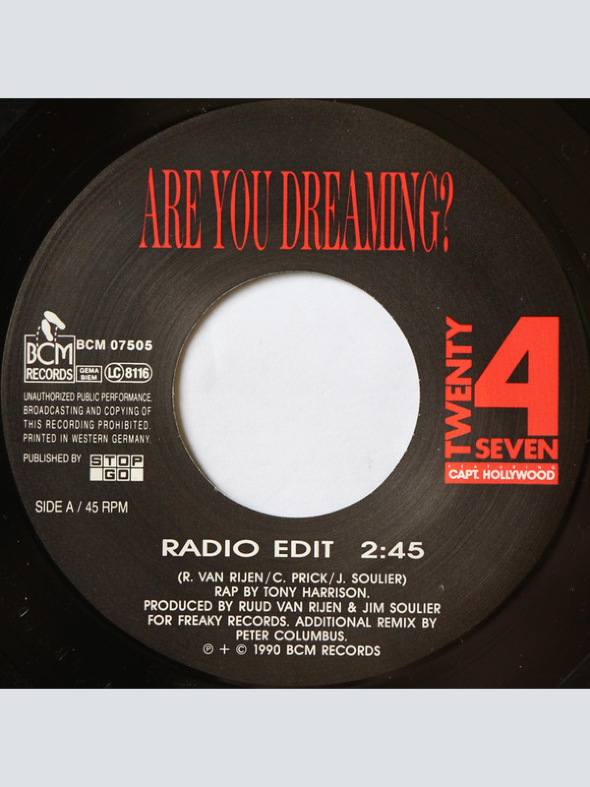 Vinyl / Twenty 4 Seven Featuring Capt. Hollywood* - Are You Dreaming?