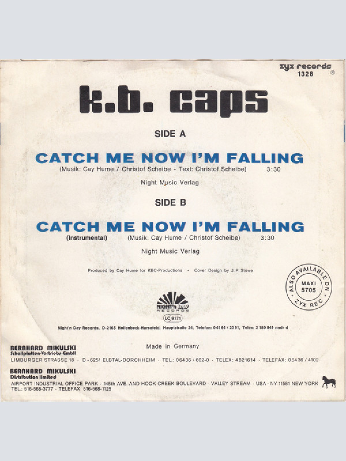 Vinyl / K.B. Caps - Catch Me Now I'm Falling