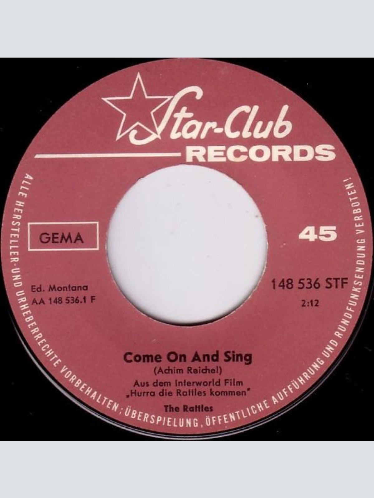 Vinyl / The Rattles - Come On And Sing / Candy To Me