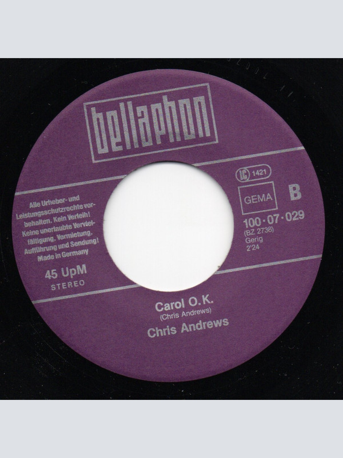 Vinyl / Chris Andrews (3) - Pretty Belinda / Carol Ok
