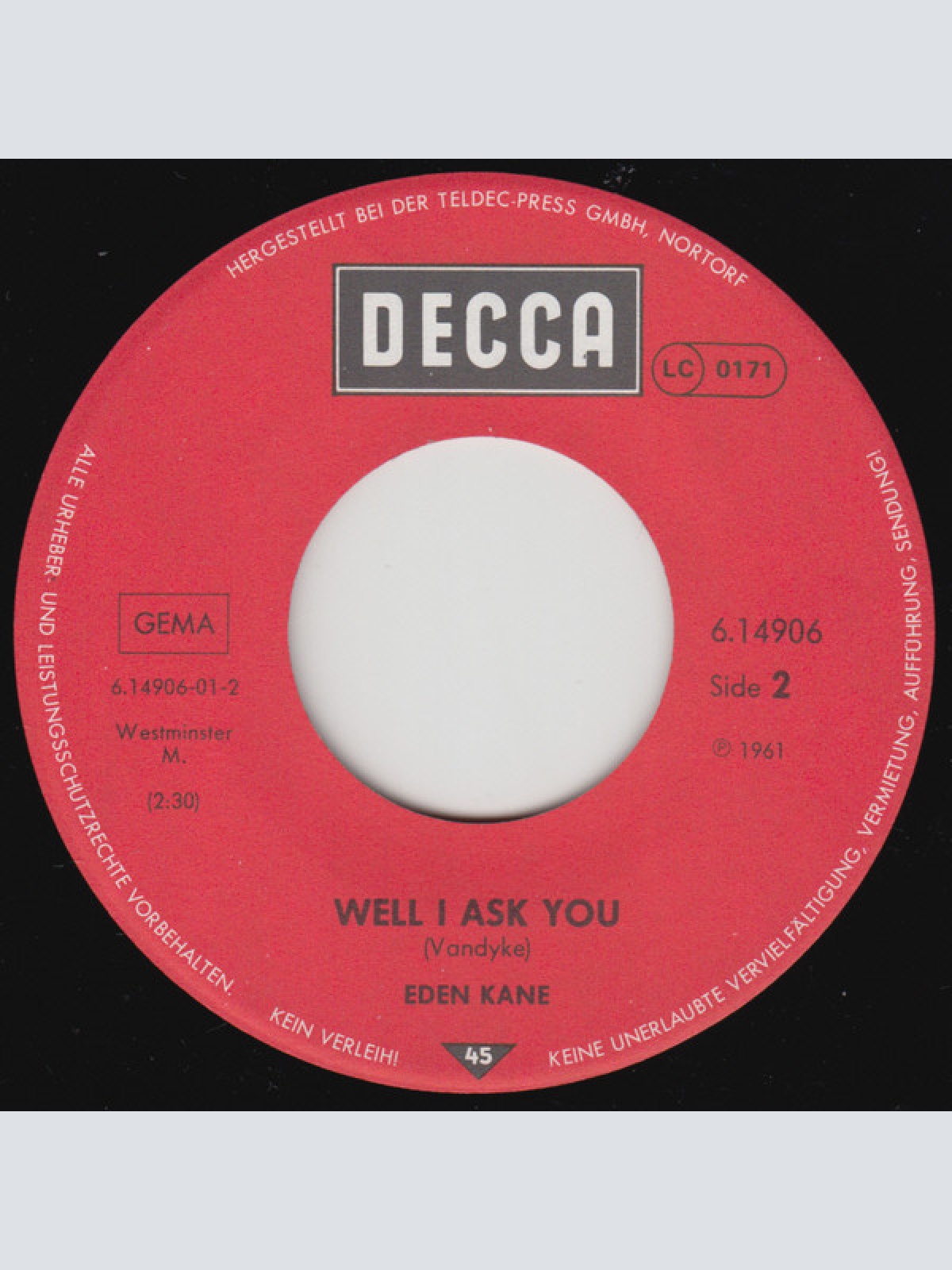 Vinyl / Billy Fury / Eden Kane - Halfway To Paradise / Well I Ask You