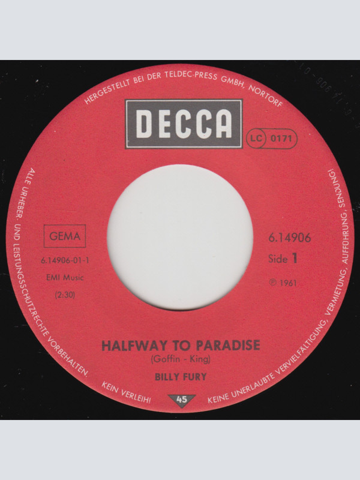 Vinyl / Billy Fury / Eden Kane - Halfway To Paradise / Well I Ask You