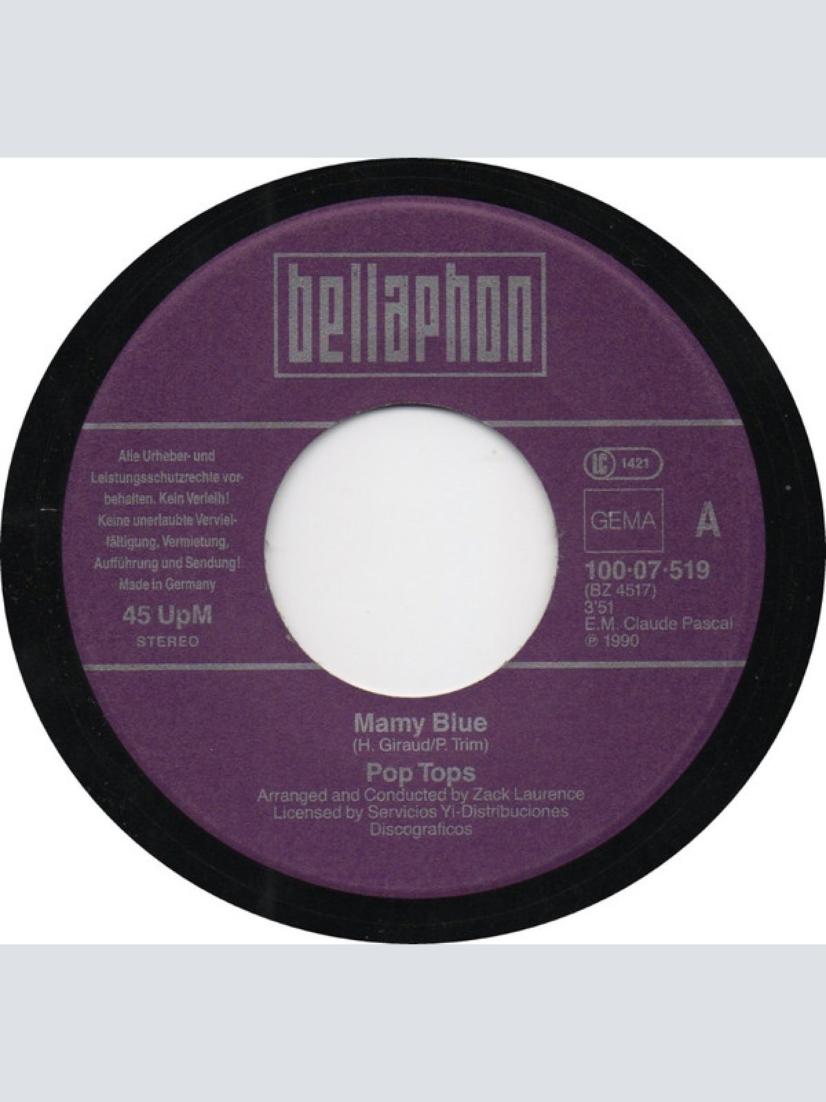 Vinyl / Pop Tops* - Mamy Blue / Hide Away