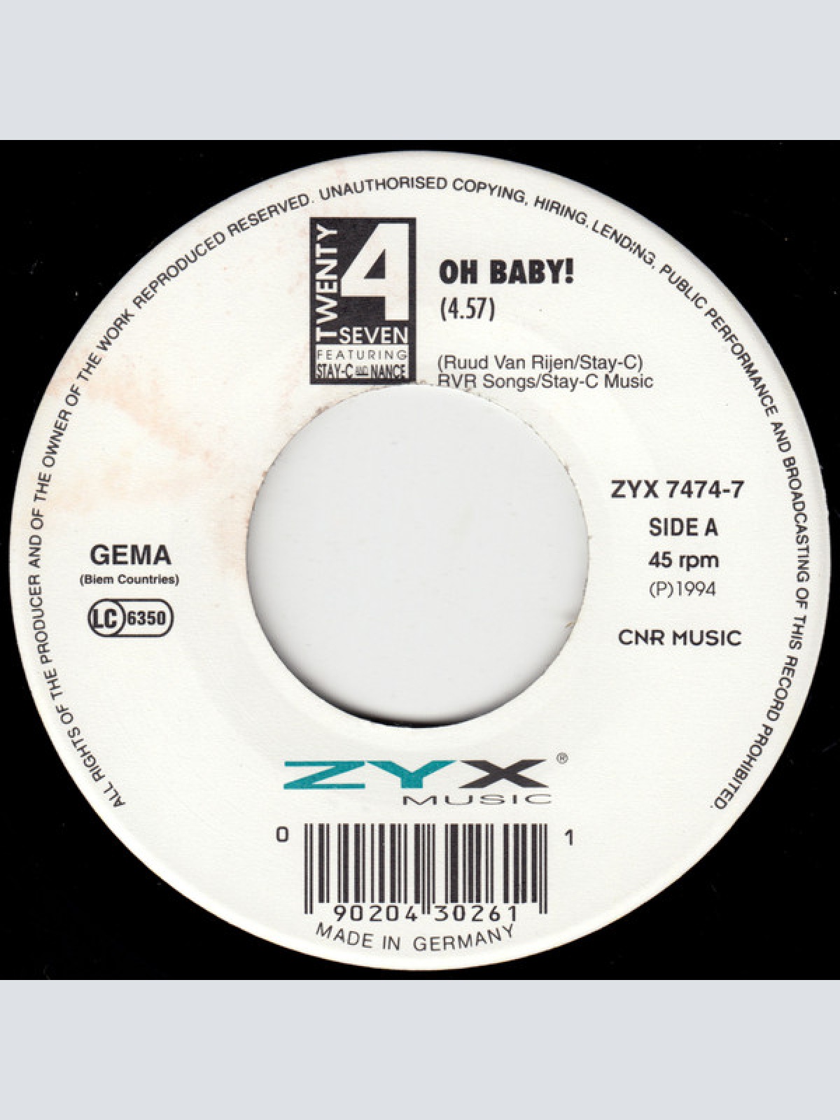 Vinyl / Twenty 4 Seven Featuring Stay-C And Nance - Oh Baby!